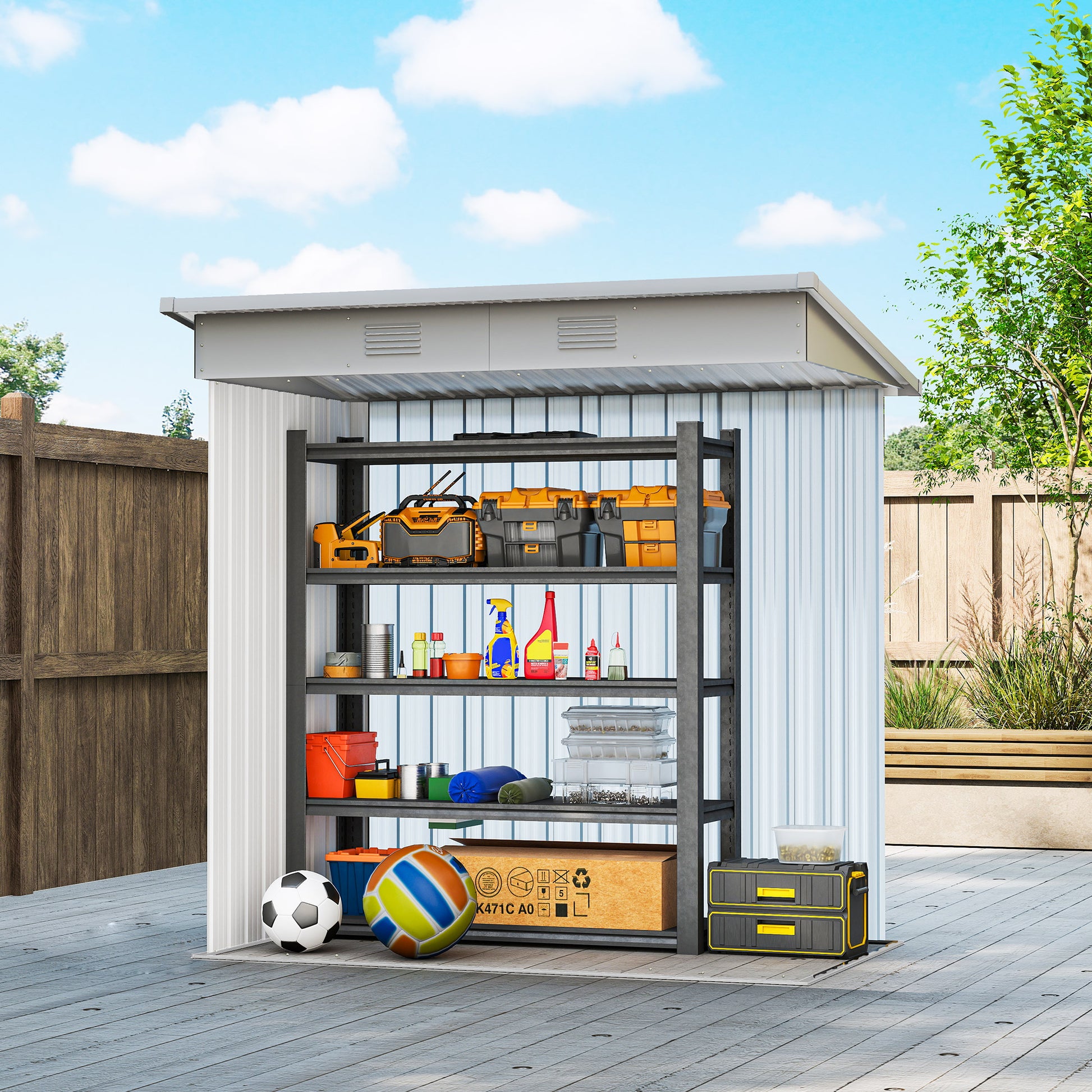 6' x 4' Outdoor Metal Storage Shed - Charcoal Grey-Patio & Garden > Lawn & Garden > Sheds-DECOROLALA