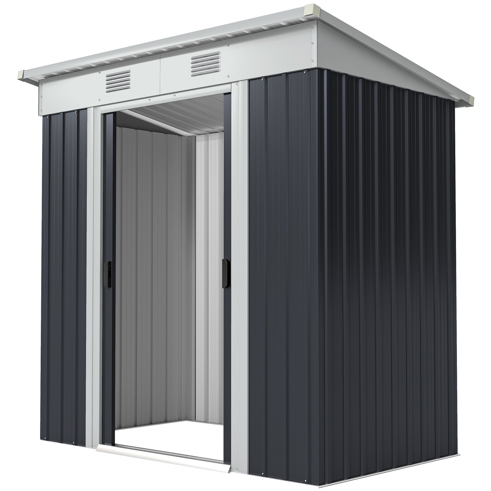 6' x 4' Outdoor Metal Storage Shed - Charcoal Grey-Patio & Garden > Lawn & Garden > Sheds-DECOROLALA