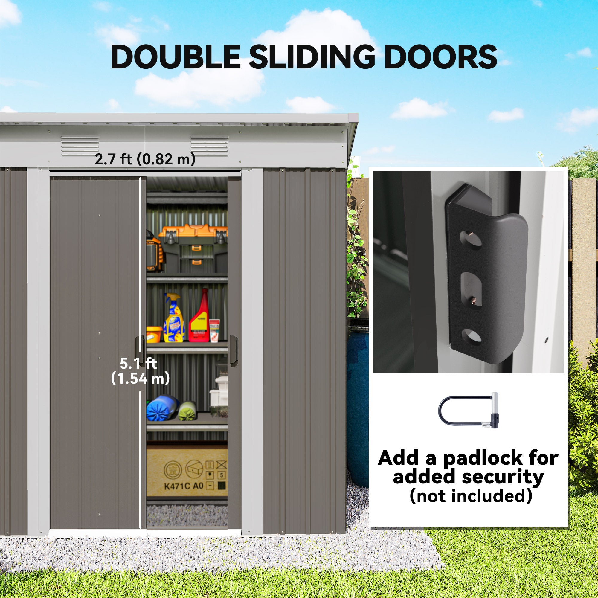 6' x 4' Outdoor Metal Storage Shed - Light Grey-Patio & Garden > Lawn & Garden > Sheds-DECOROLALA