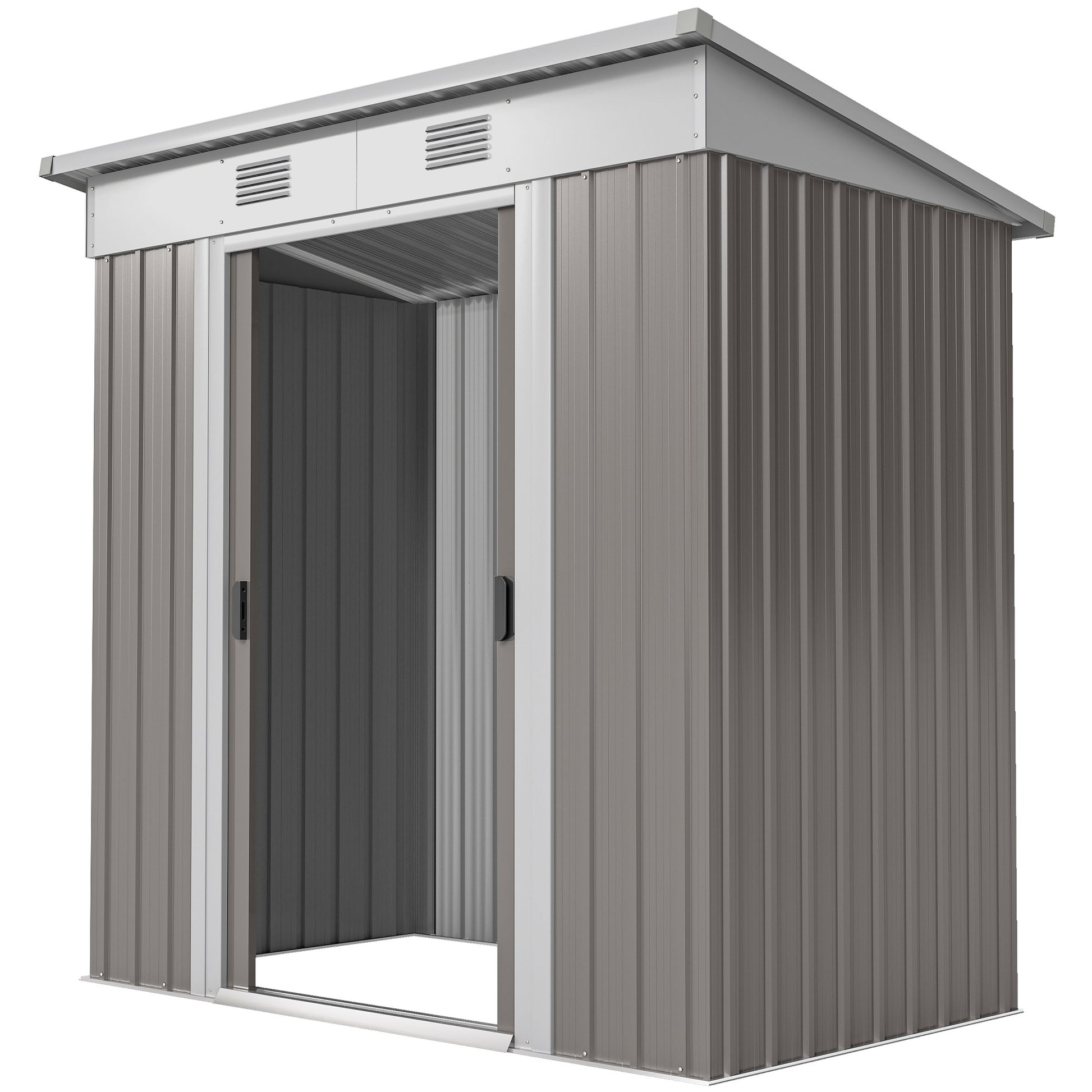 6' x 4' Outdoor Metal Storage Shed - Light Grey-Patio & Garden > Lawn & Garden > Sheds-DECOROLALA