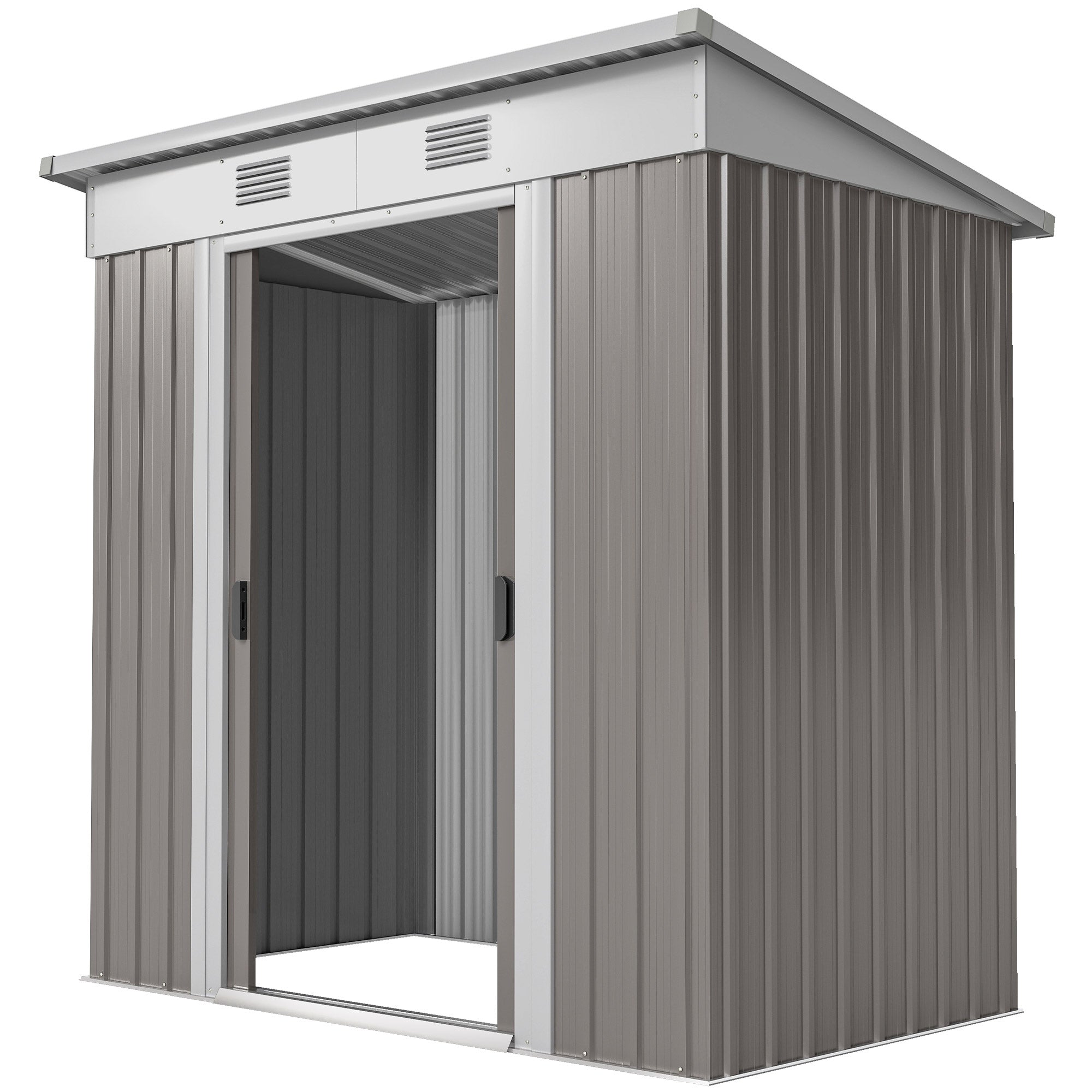 6' x 4' Outdoor Metal Storage Shed - Light Grey-Patio & Garden > Lawn & Garden > Sheds-DECOROLALA