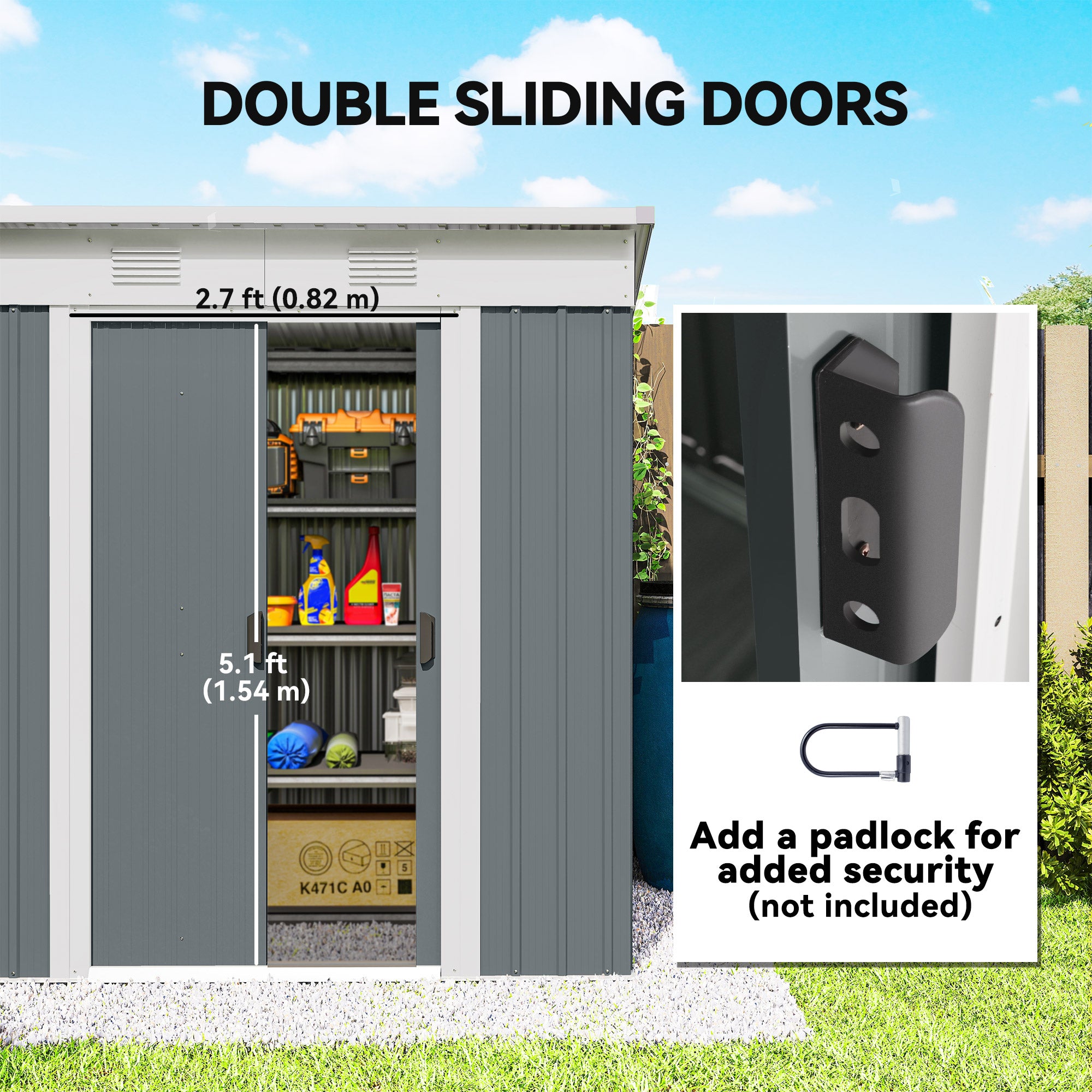 6' x 4' Outdoor Storage Shed - Metal Garden Shed Grey-Patio & Garden > Lawn & Garden > Sheds-DECOROLALA