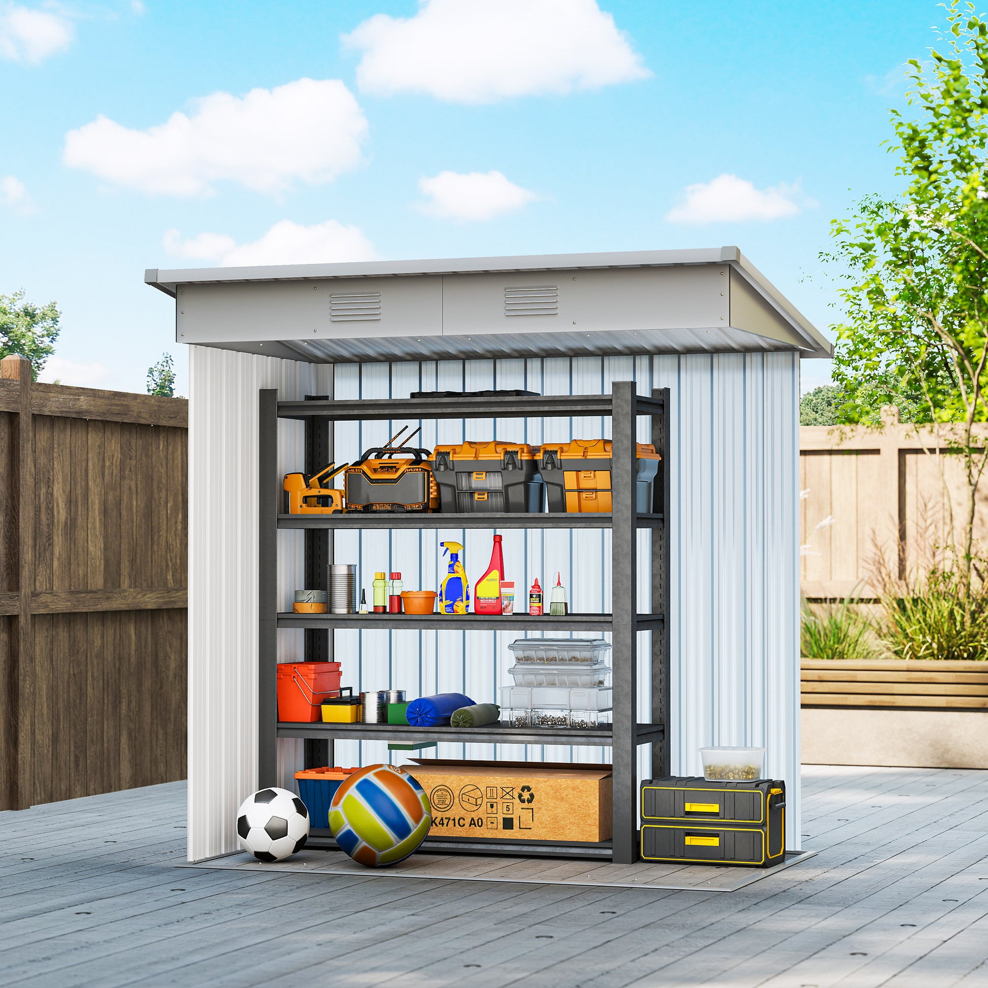 6' x 4' Outdoor Storage Shed - Metal Garden Shed Grey-Patio & Garden > Lawn & Garden > Sheds-DECOROLALA
