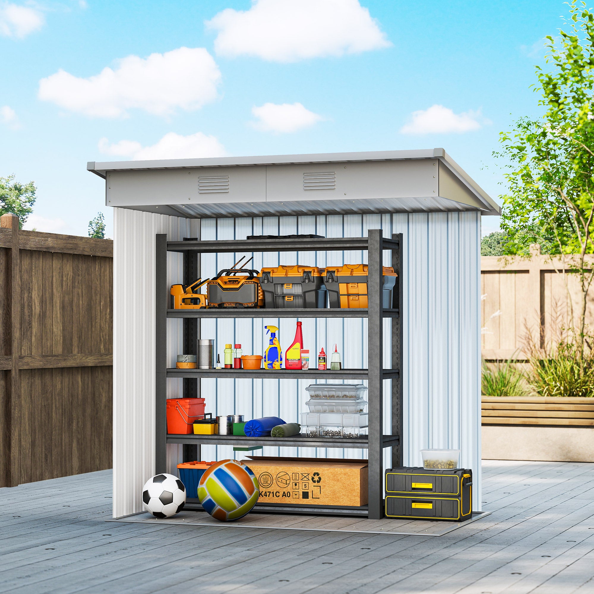 6' x 4' Outdoor Storage Shed - Metal Garden Shed Grey-Patio & Garden > Lawn & Garden > Sheds-DECOROLALA