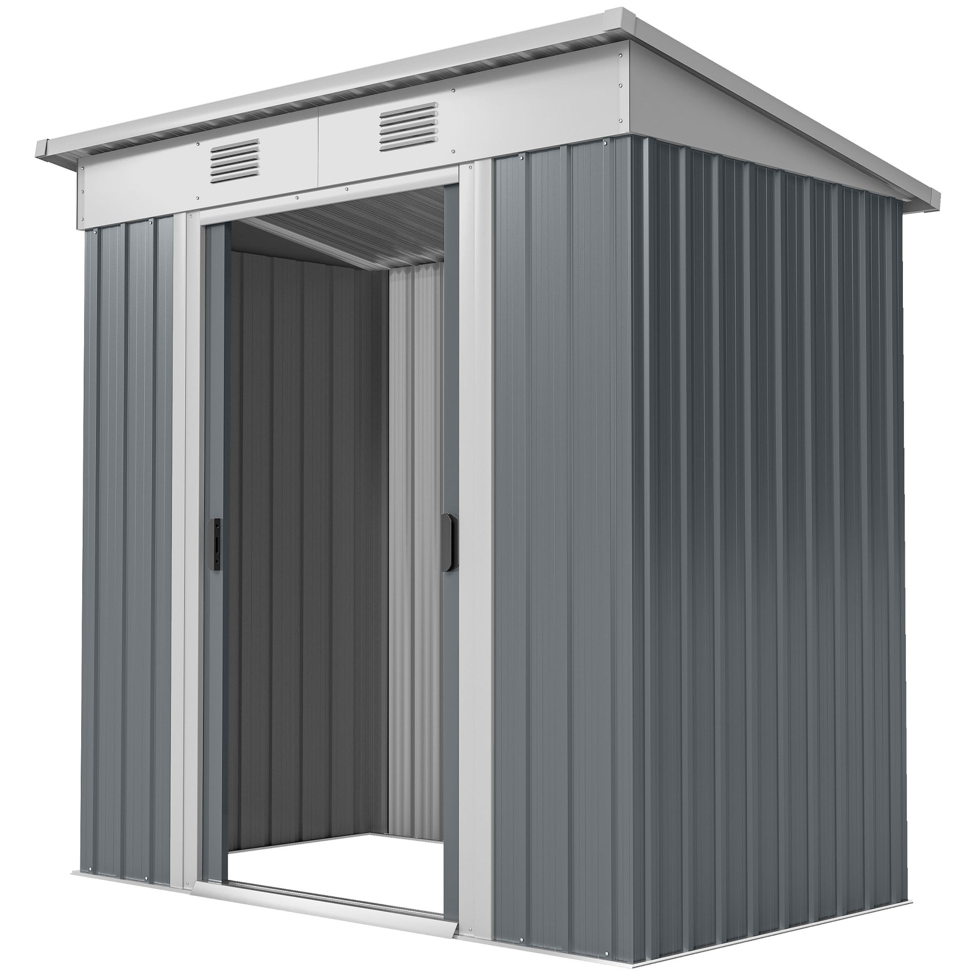 6' x 4' Outdoor Storage Shed - Metal Garden Shed Grey-Patio & Garden > Lawn & Garden > Sheds-DECOROLALA