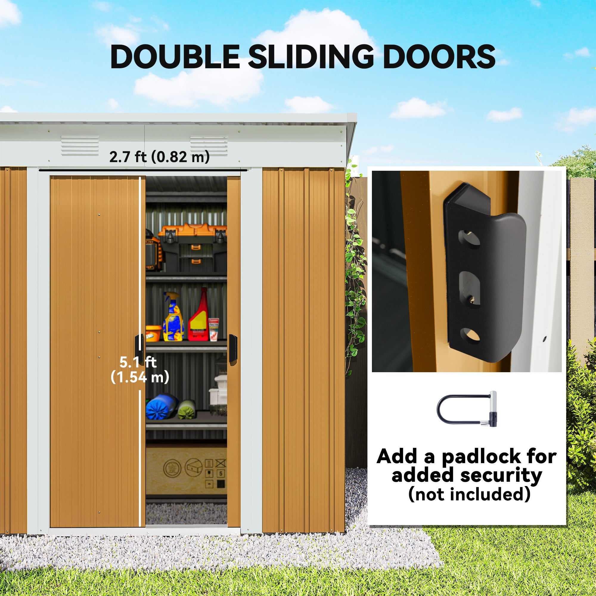 6' x 4' Outdoor Storage Shed - Yellow Galvanized Steel Metal-Patio & Garden > Lawn & Garden > Sheds-DECOROLALA