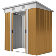 6' x 4' Outdoor Storage Shed - Yellow Galvanized Steel Metal-Patio & Garden > Lawn & Garden > Sheds-DECOROLALA