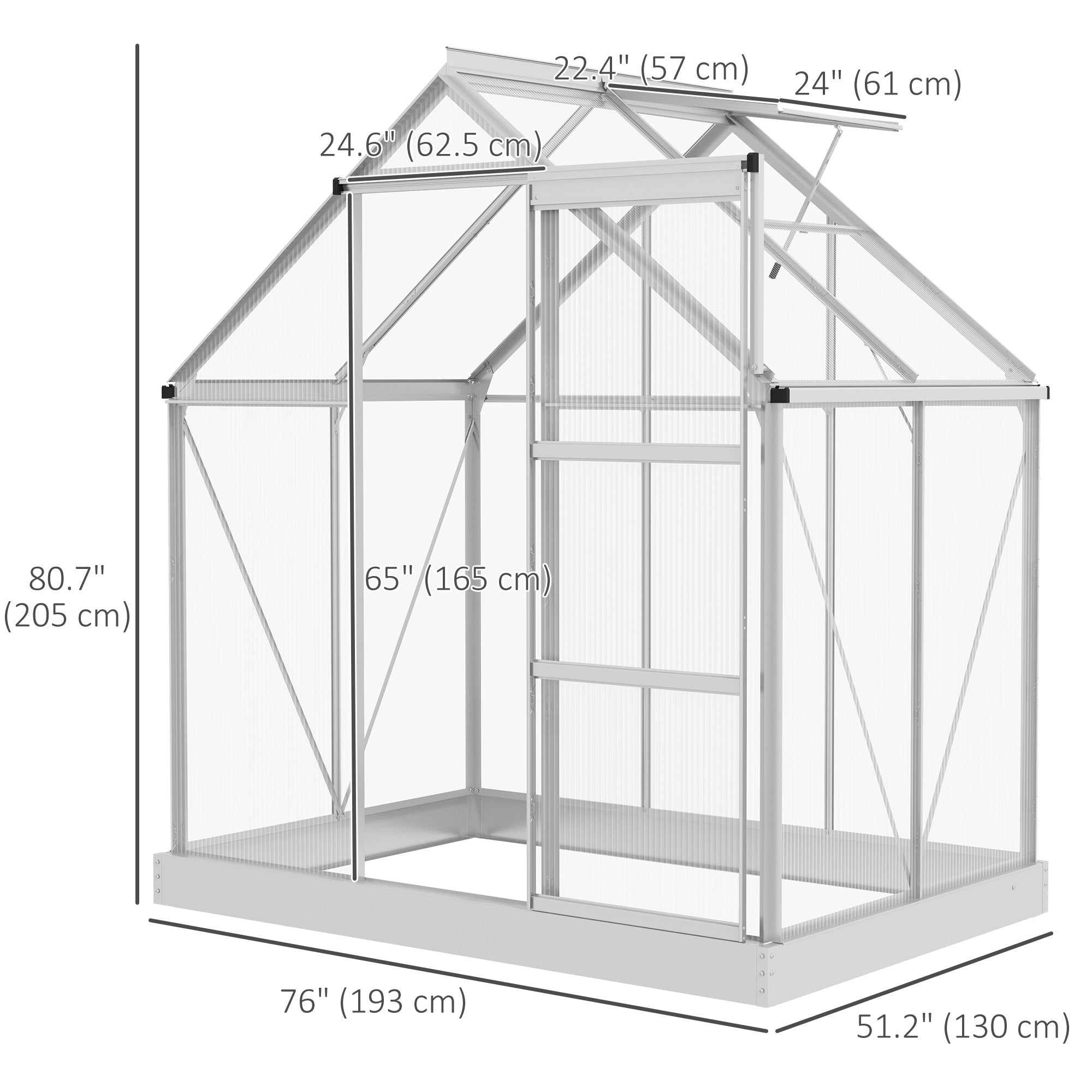 6' x 4' Walk-In Polycarbonate Greenhouse - Silver-DECOROLALA
