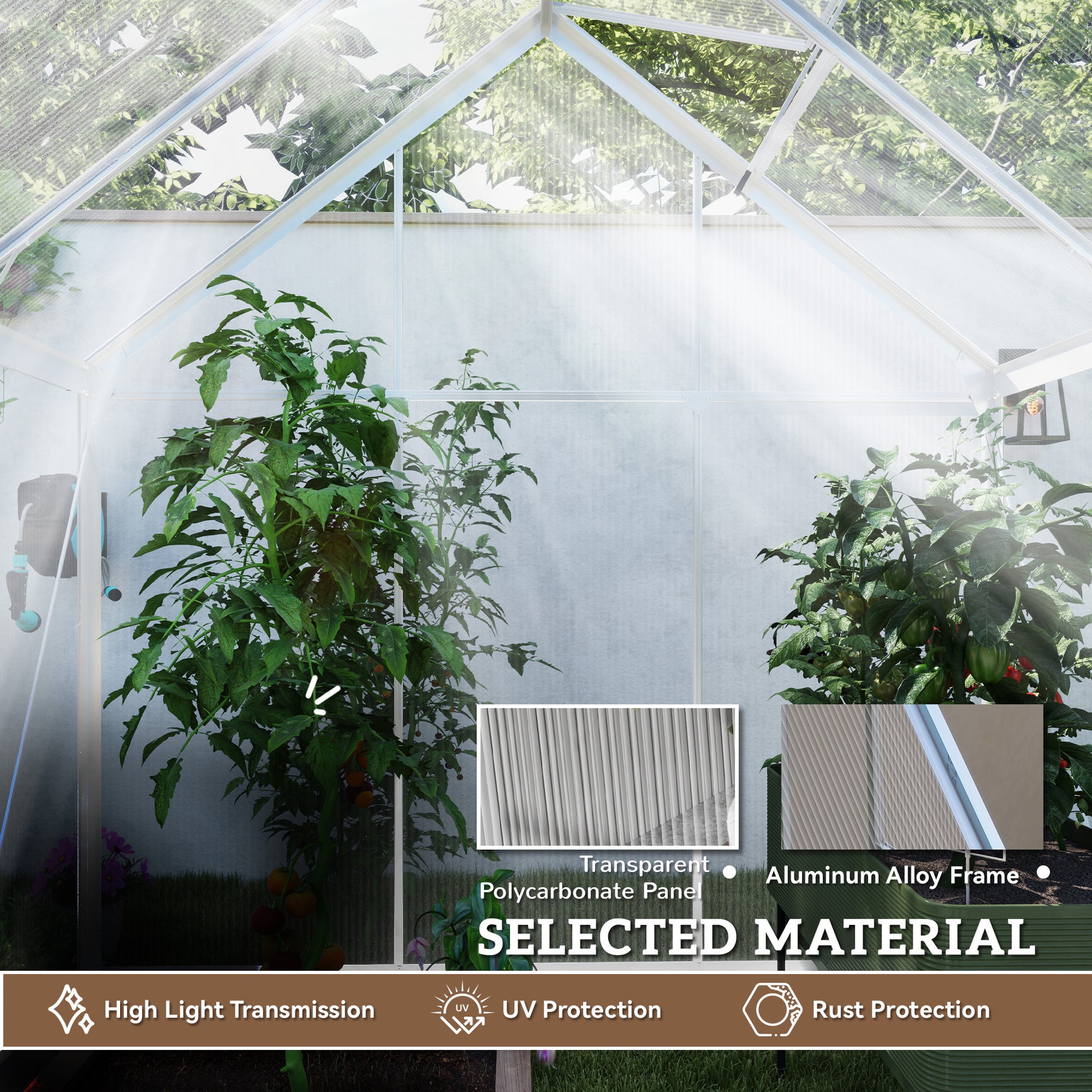 6' x 4' Walk-In Polycarbonate Greenhouse - Silver-DECOROLALA