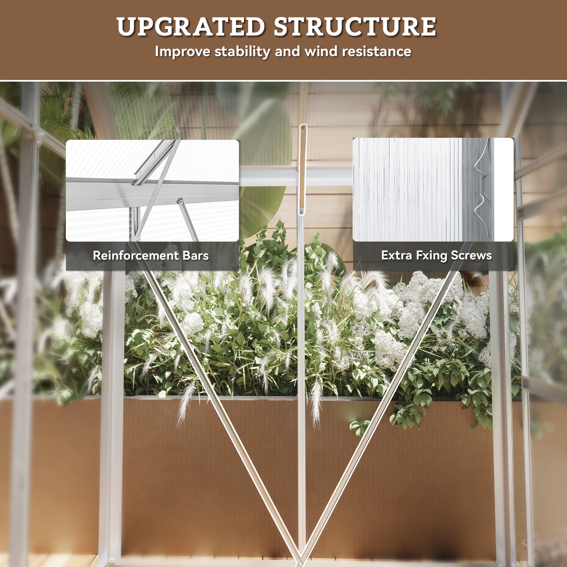6' x 4' Walk-In Polycarbonate Greenhouse - Silver-DECOROLALA
