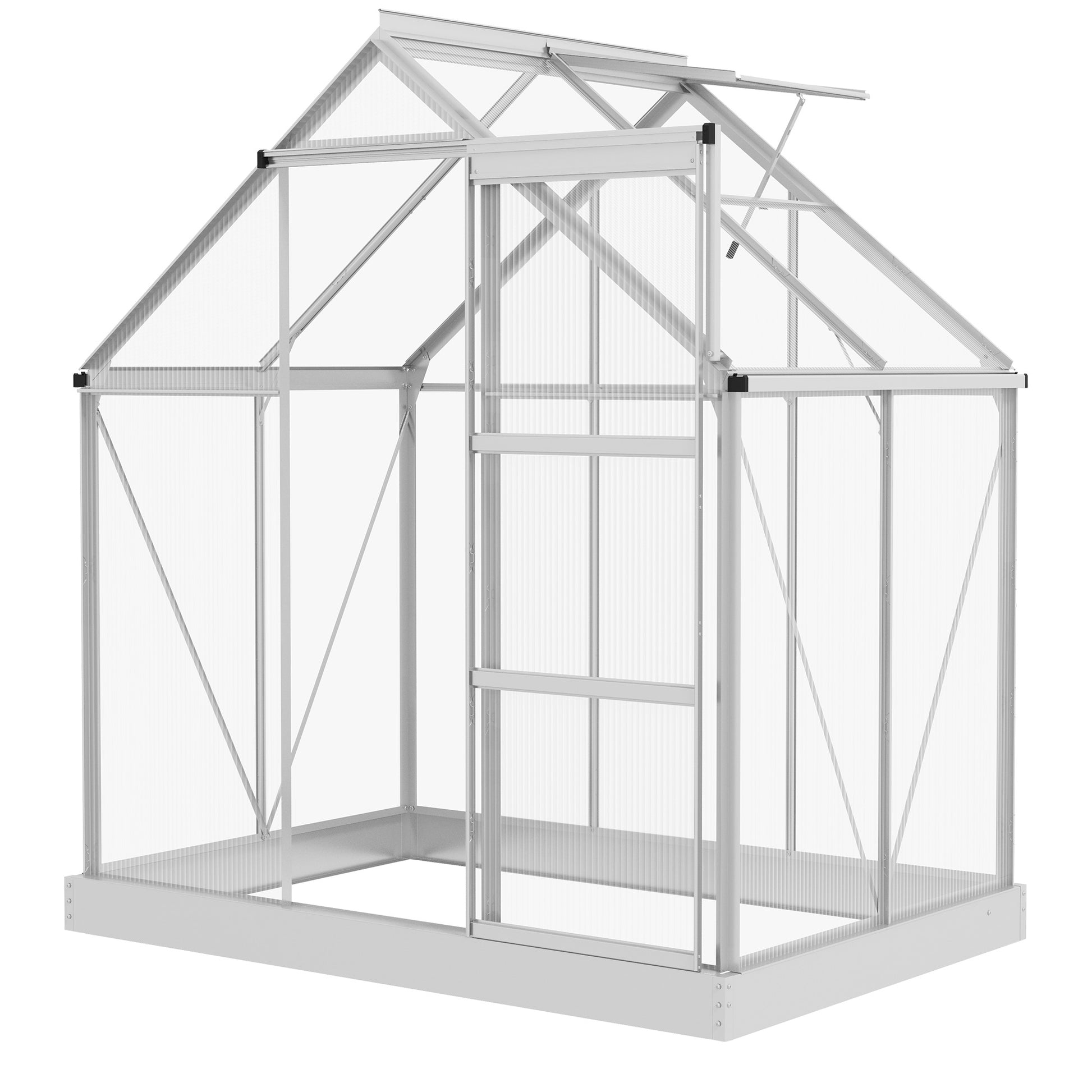 6' x 4' Walk-In Polycarbonate Greenhouse - Silver-DECOROLALA