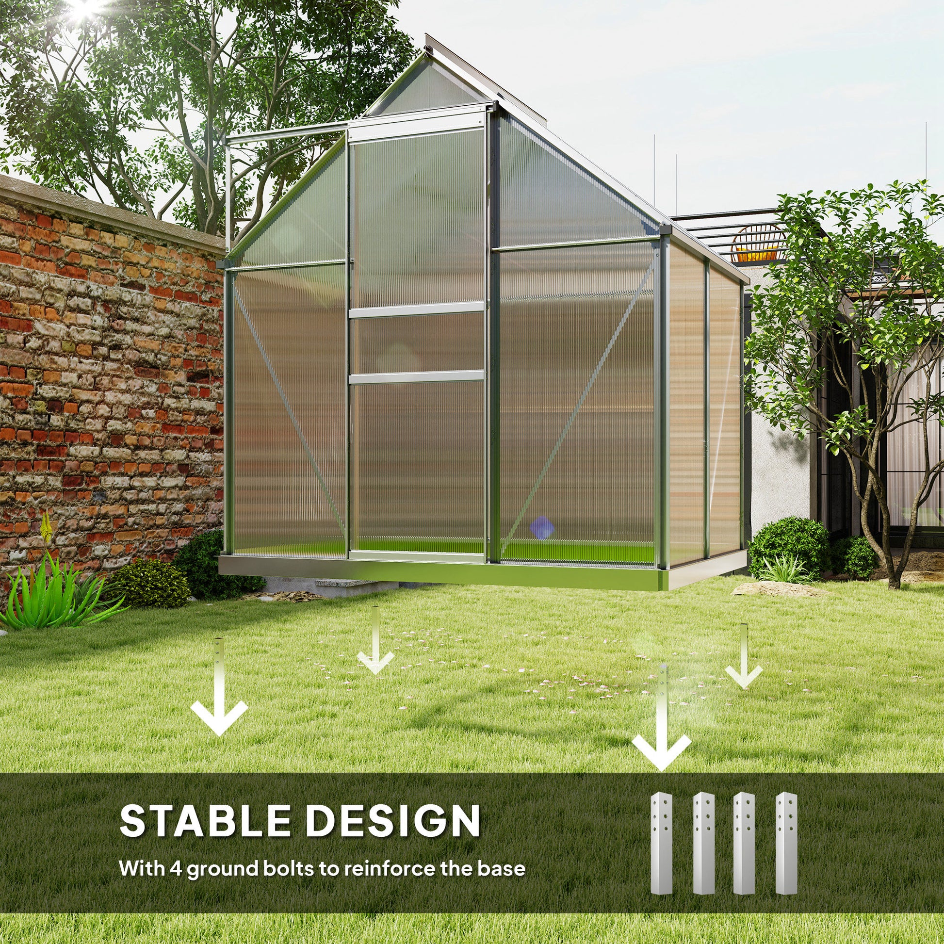 6' x 4' Walk-in Polycarbonate Greenhouse - Clear-DECOROLALA