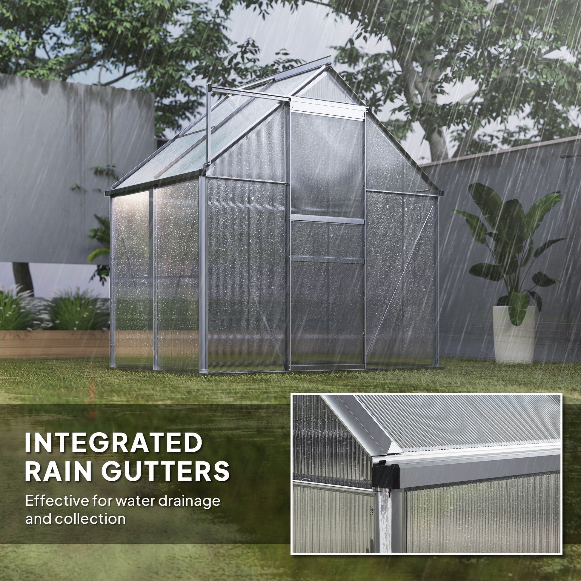 6' x 4' Walk-in Polycarbonate Greenhouse - Clear-DECOROLALA