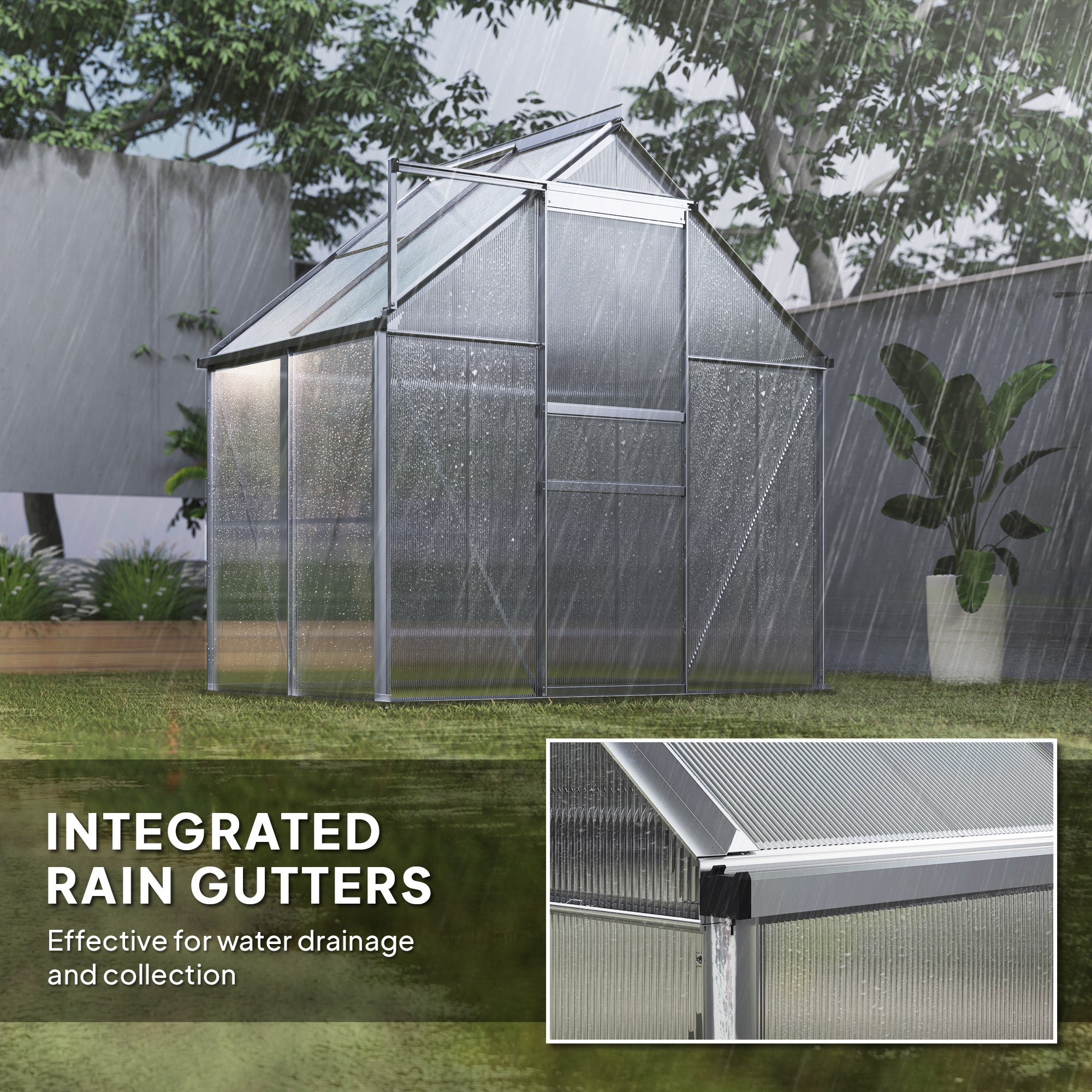 6' x 4' Walk-in Polycarbonate Greenhouse - Clear-DECOROLALA