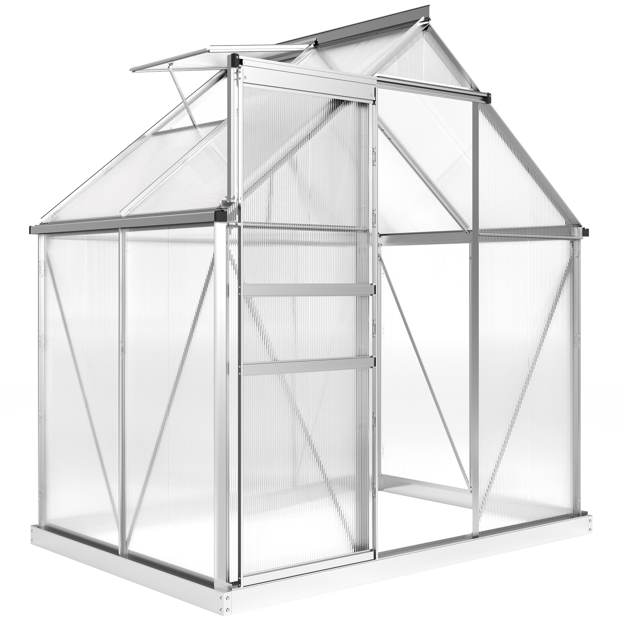 6' x 4' Walk-in Polycarbonate Greenhouse - Clear-DECOROLALA