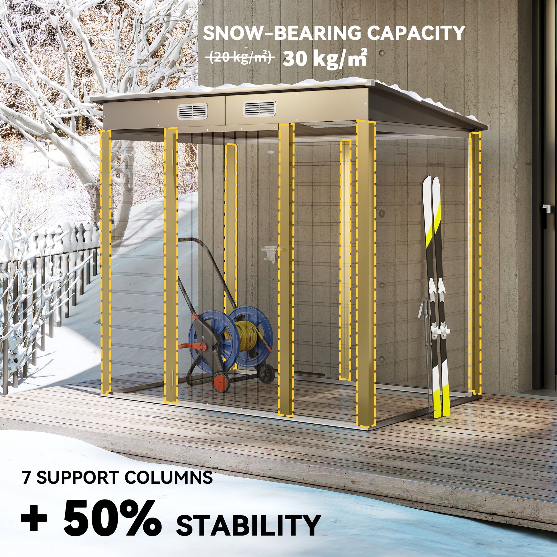 6 x 4FT Galvanized Metal Garden Storage Shed - Light Grey-Patio & Garden > Lawn & Garden > Sheds-DECOROLALA