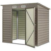 6 x 4FT Galvanized Metal Garden Storage Shed - Light Grey-Patio & Garden > Lawn & Garden > Sheds-DECOROLALA