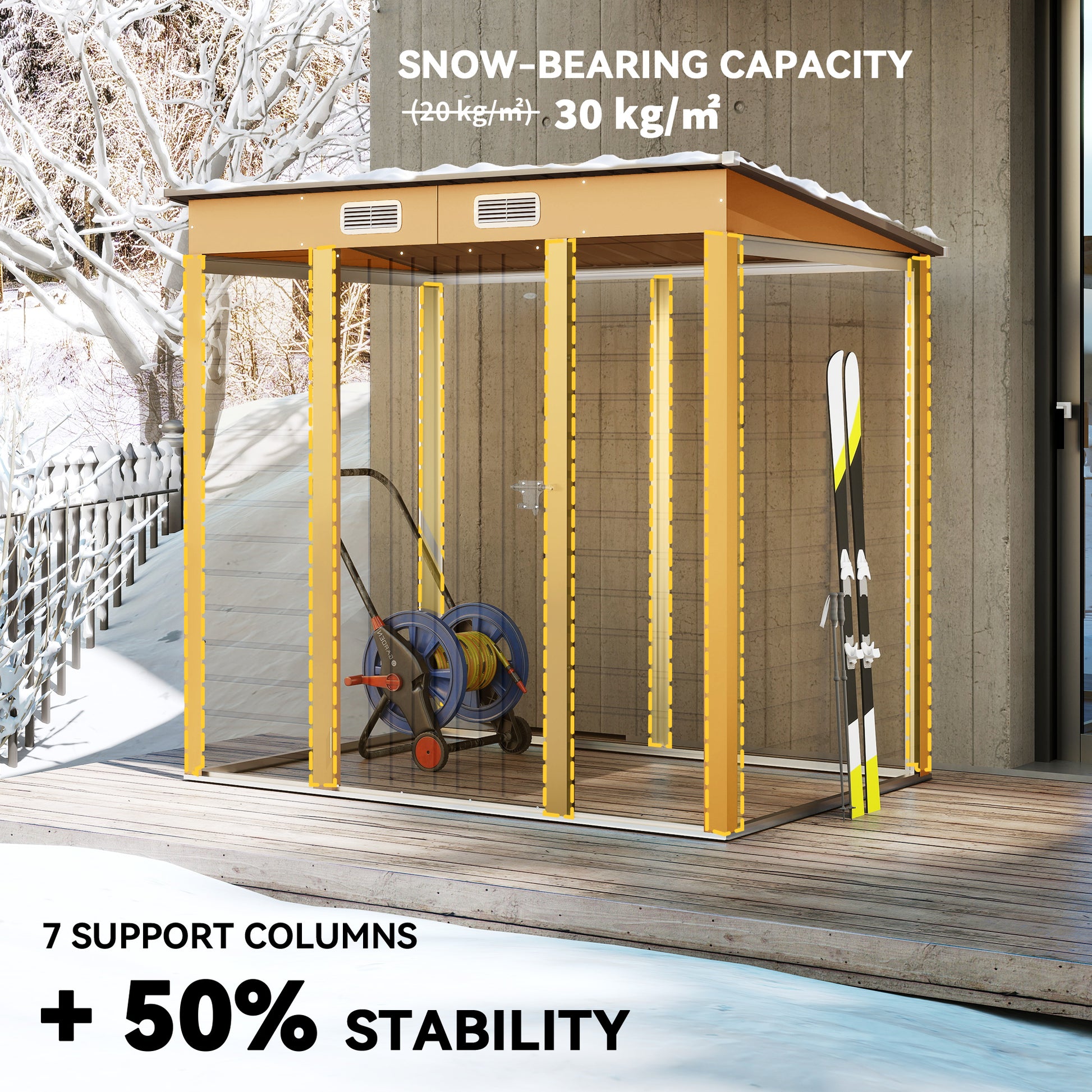 6 x 4FT Galvanized Metal Garden Storage Shed - Yellow-Patio & Garden > Lawn & Garden > Sheds-DECOROLALA
