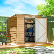 6 x 4FT Galvanized Metal Garden Storage Shed - Yellow-Patio & Garden > Lawn & Garden > Sheds-DECOROLALA