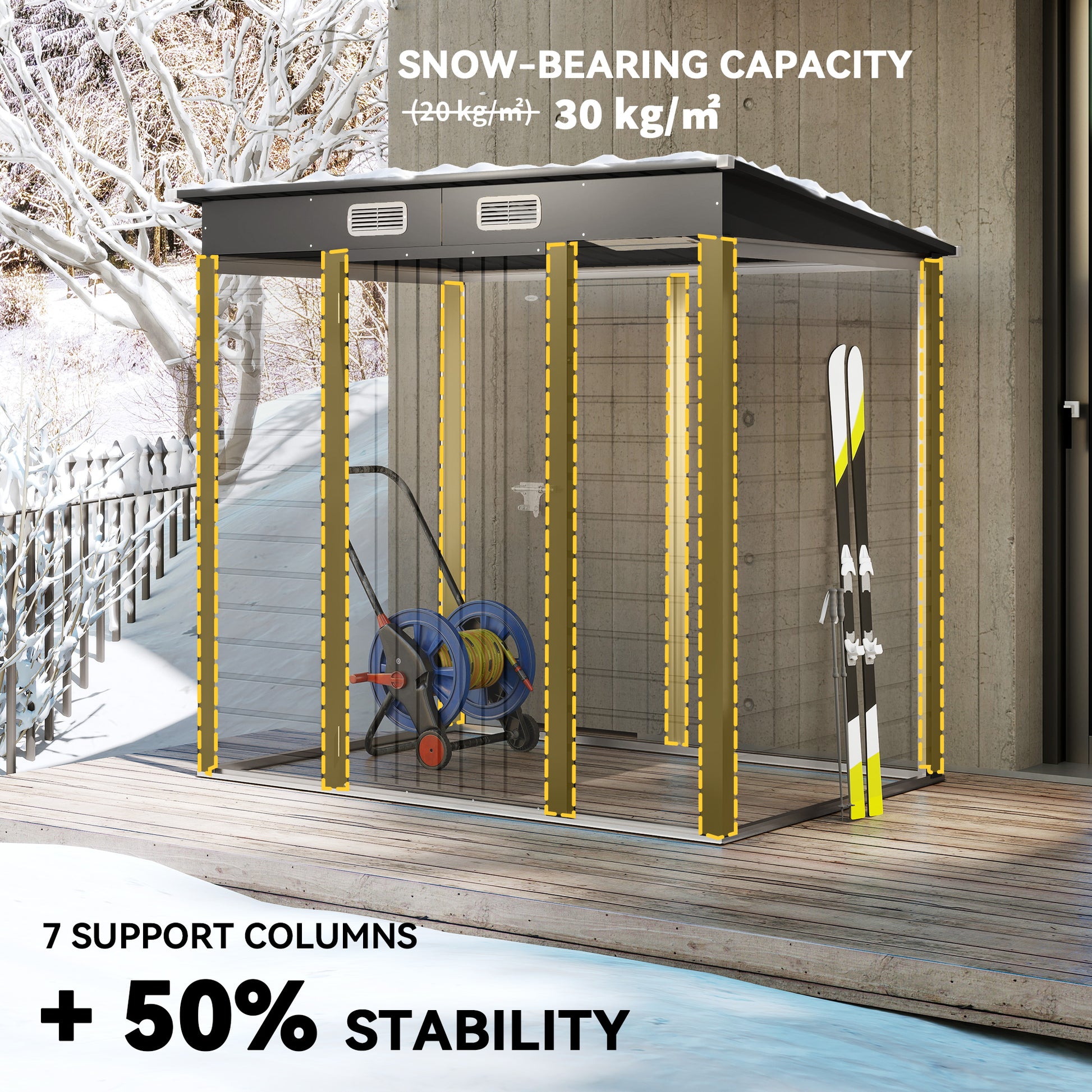 6 x 4FT Galvanized Steel Garden Storage Shed - Grey-Patio & Garden > Lawn & Garden > Sheds-DECOROLALA