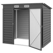 6 x 4FT Galvanized Steel Garden Storage Shed - Grey-Patio & Garden > Lawn & Garden > Sheds-DECOROLALA