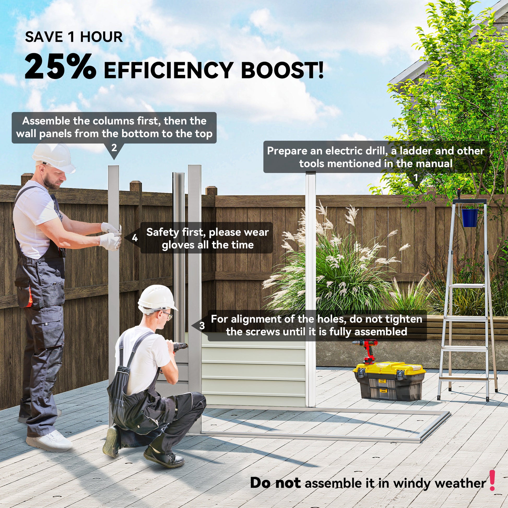 6 x 4FT Galvanized Steel Garden Storage Shed - Light Grey-Patio & Garden > Lawn & Garden > Sheds-DECOROLALA