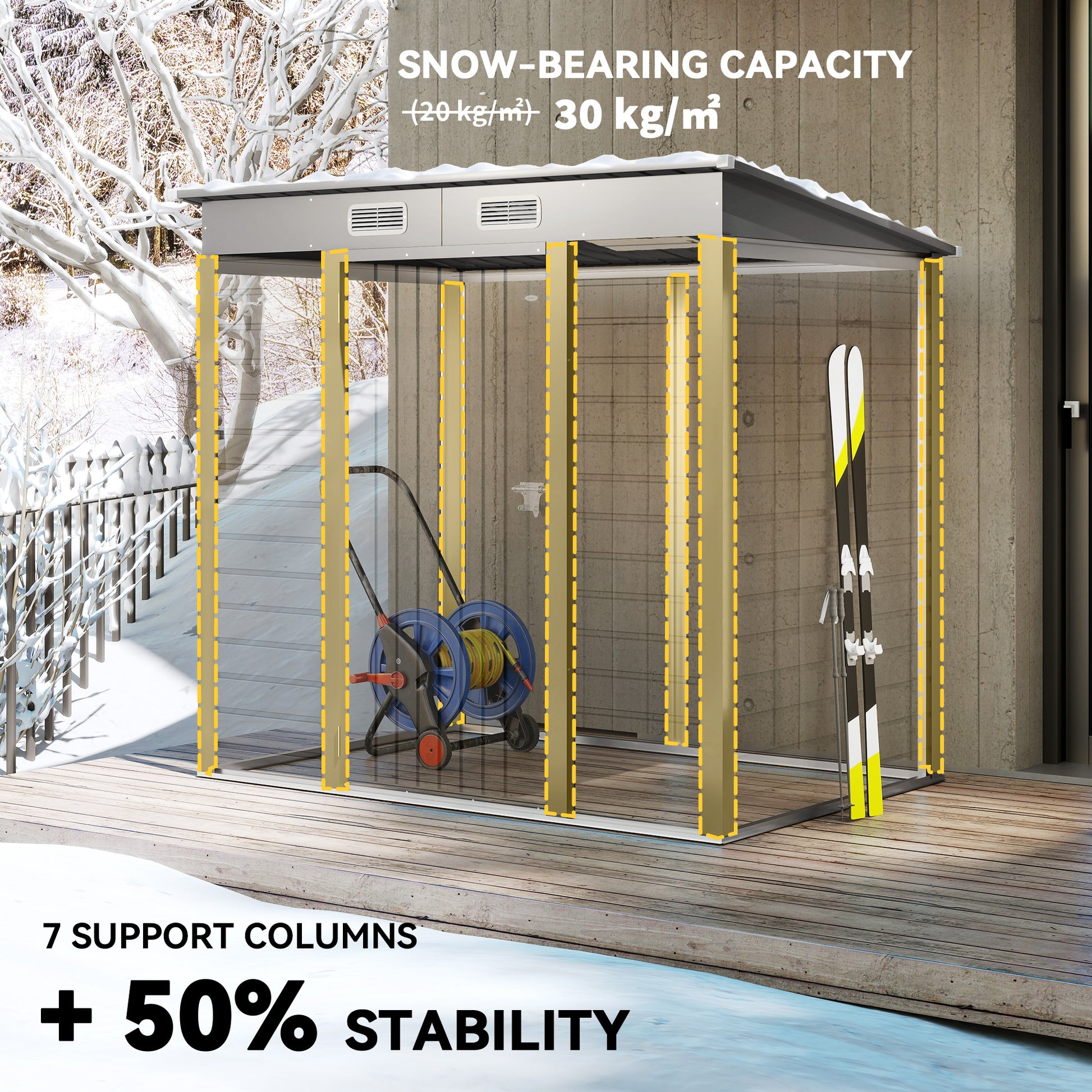 6 x 4FT Galvanized Steel Garden Storage Shed - Light Grey-Patio & Garden > Lawn & Garden > Sheds-DECOROLALA