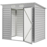 6 x 4FT Galvanized Steel Garden Storage Shed - Light Grey-Patio & Garden > Lawn & Garden > Sheds-DECOROLALA