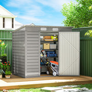 6 x 4FT Galvanized Steel Garden Storage Shed - Light Grey-Patio & Garden > Lawn & Garden > Sheds-DECOROLALA