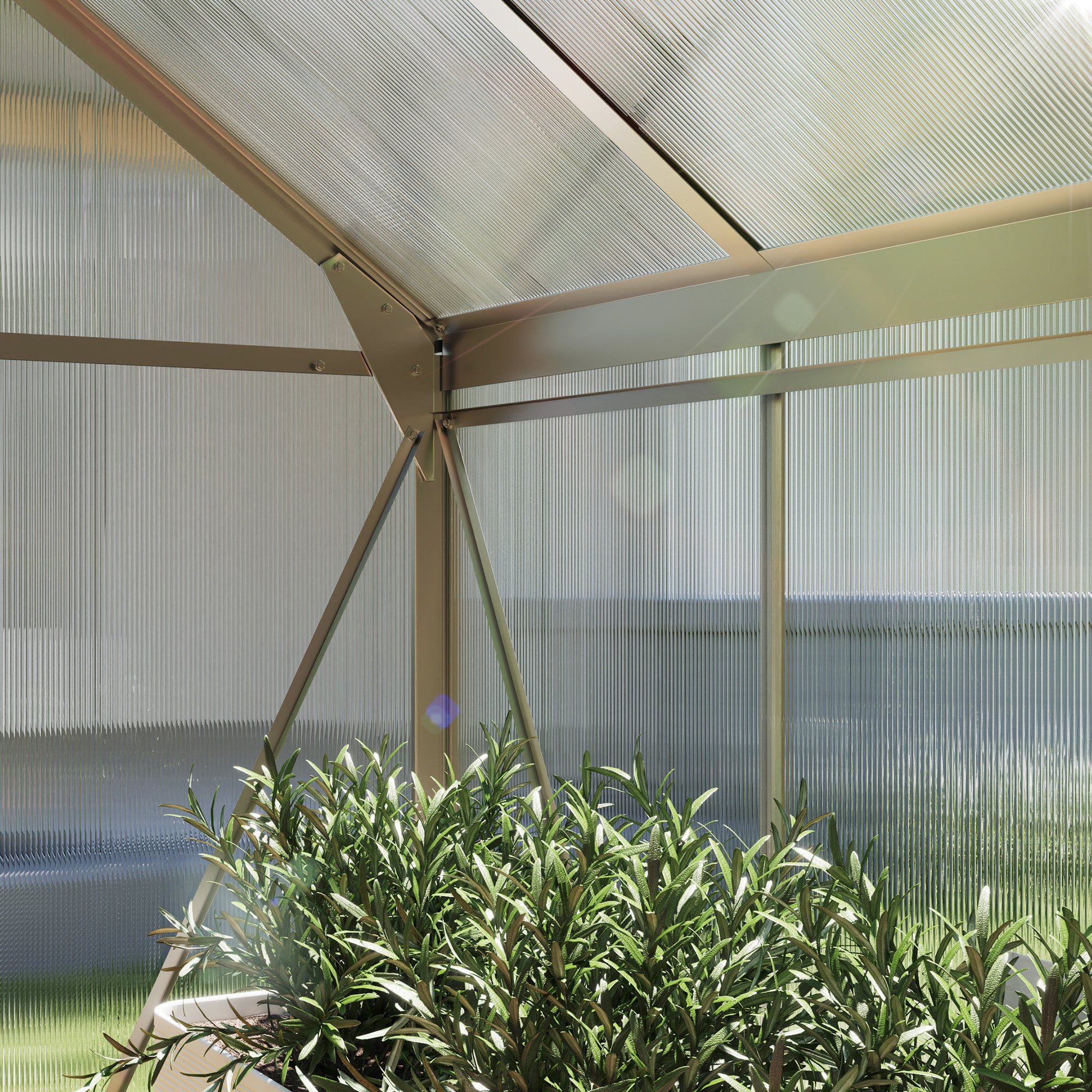6' x 6' Polycarbonate Walk-In Greenhouse Kit - Silver-DECOROLALA