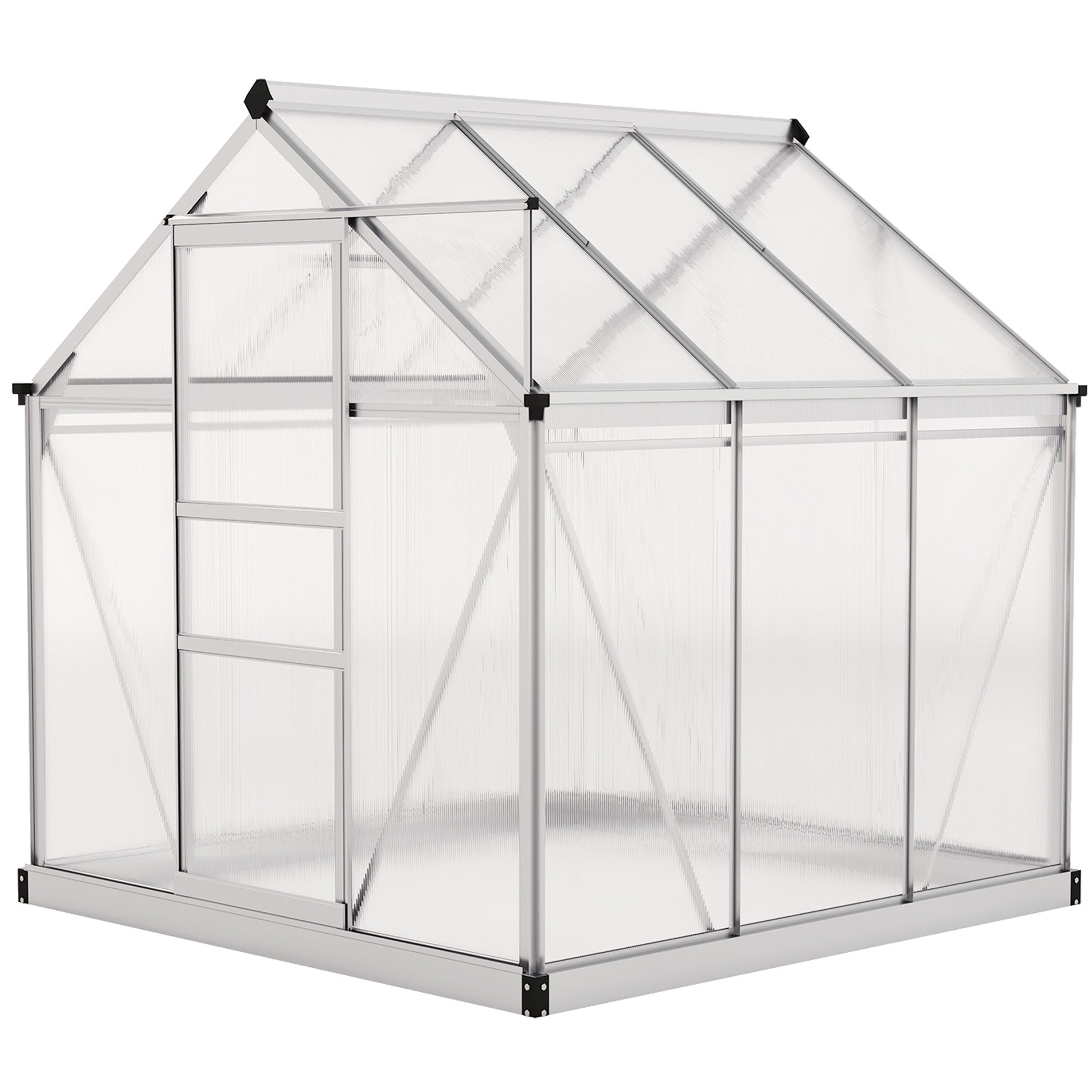 6' x 6' Polycarbonate Walk-In Greenhouse Kit - Silver-DECOROLALA