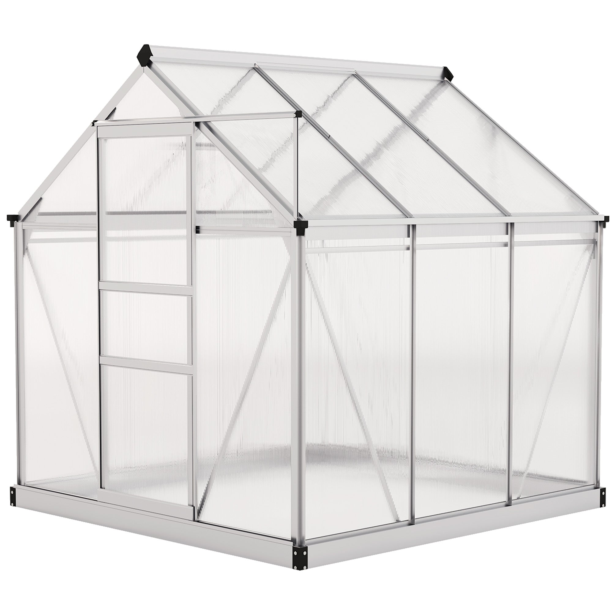 6' x 6' Polycarbonate Walk-In Greenhouse Kit - Silver-DECOROLALA