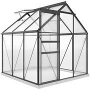 6' x 6' Polycarbonate Walk-in Greenhouse - Grey-DECOROLALA