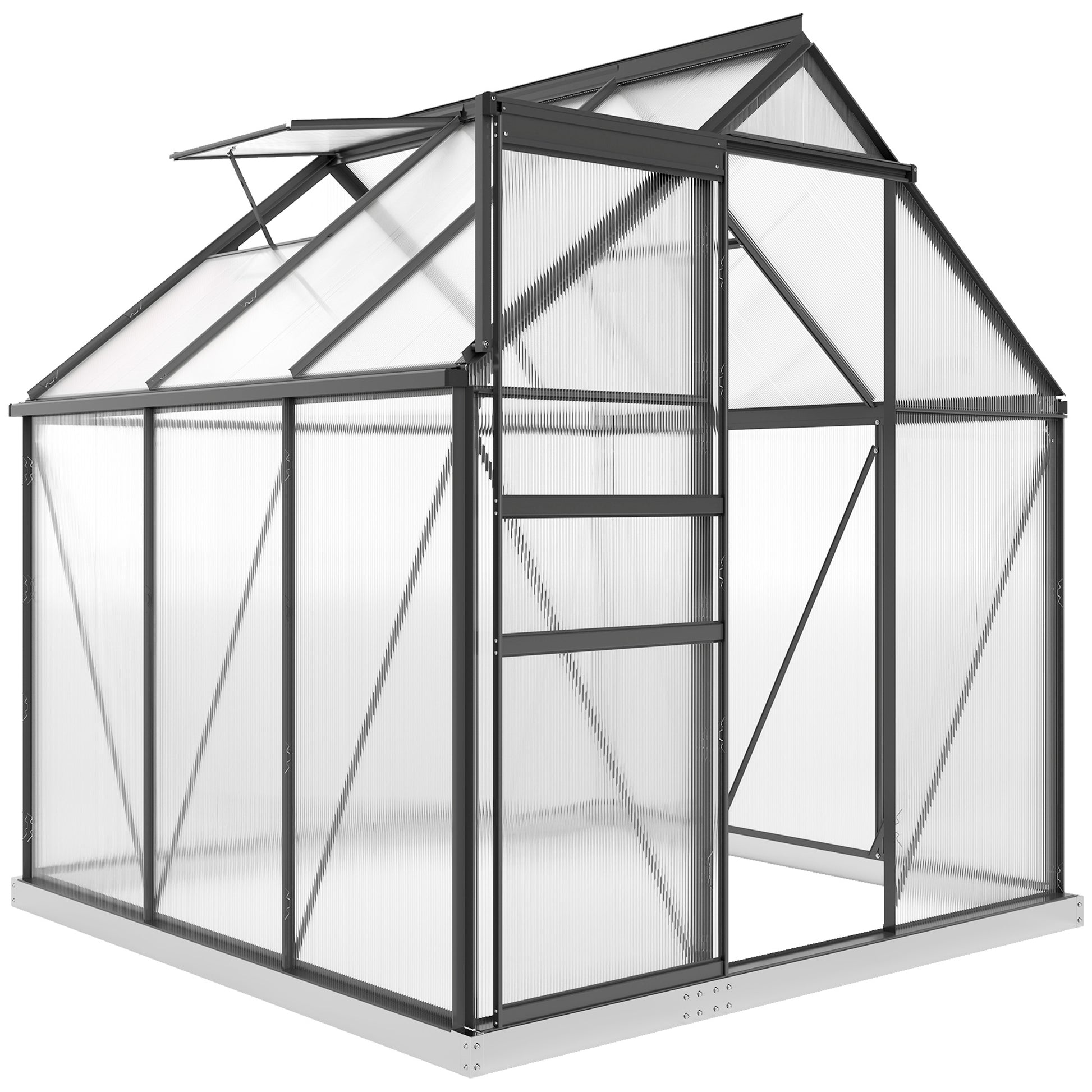 6' x 6' Polycarbonate Walk-in Greenhouse - Grey-DECOROLALA