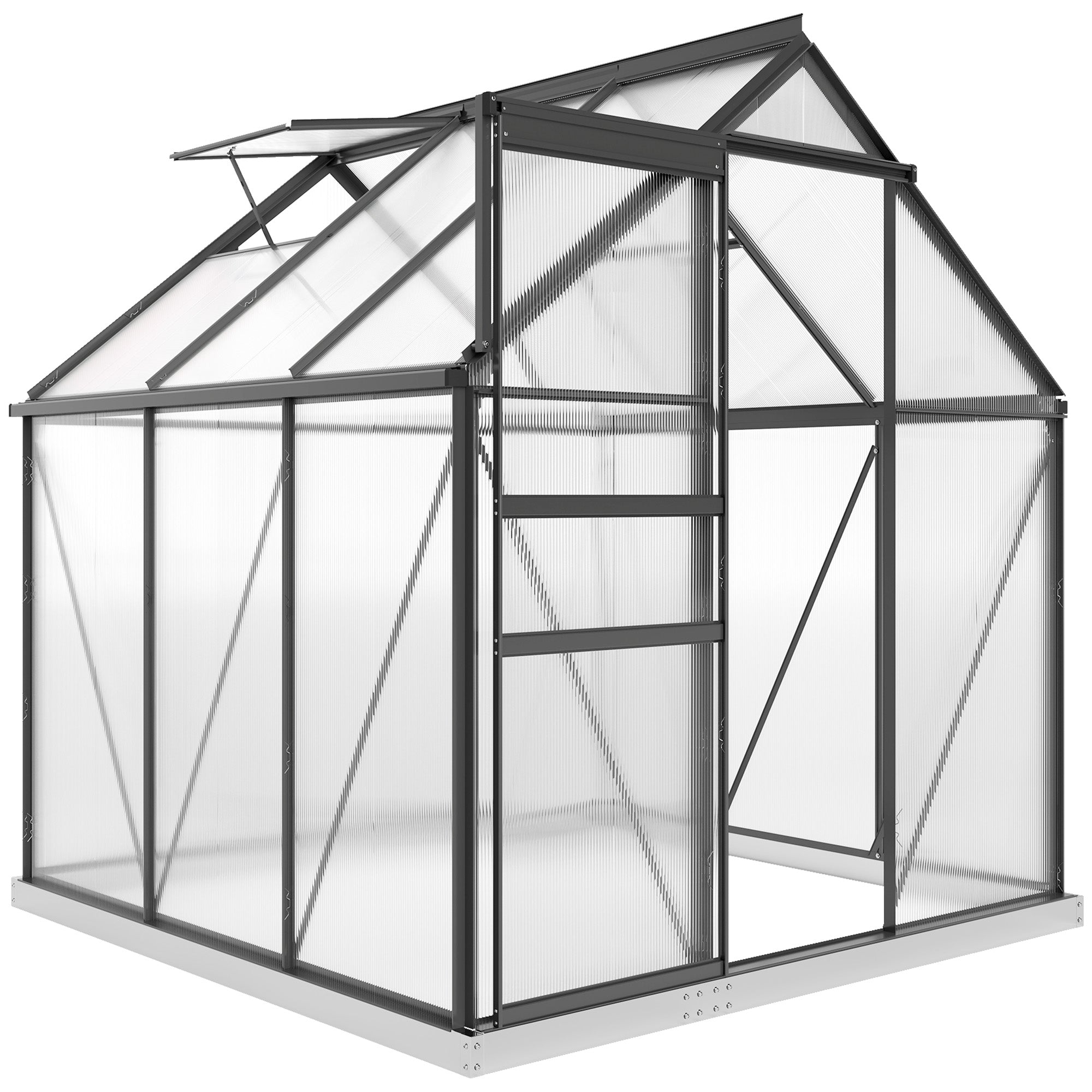 6' x 6' Polycarbonate Walk-in Greenhouse - Grey-DECOROLALA