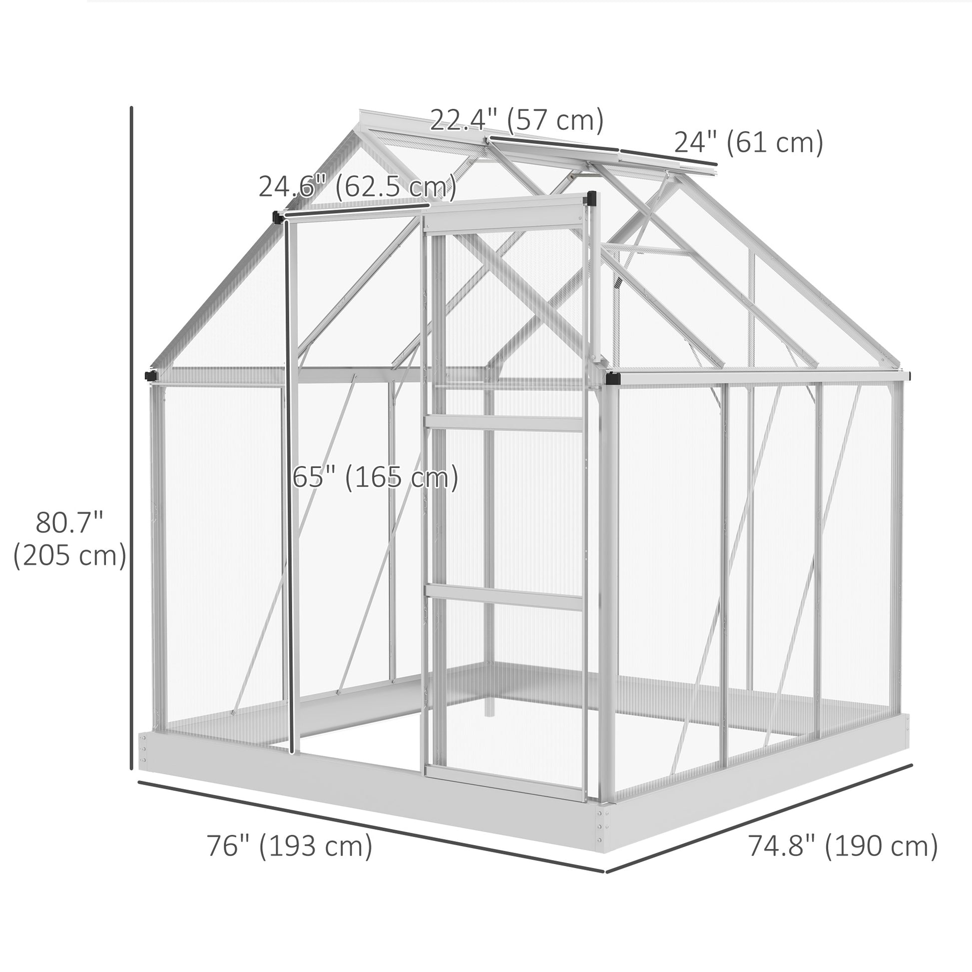 6' x 6' Walk-In Polycarbonate Greenhouse - Silver-DECOROLALA