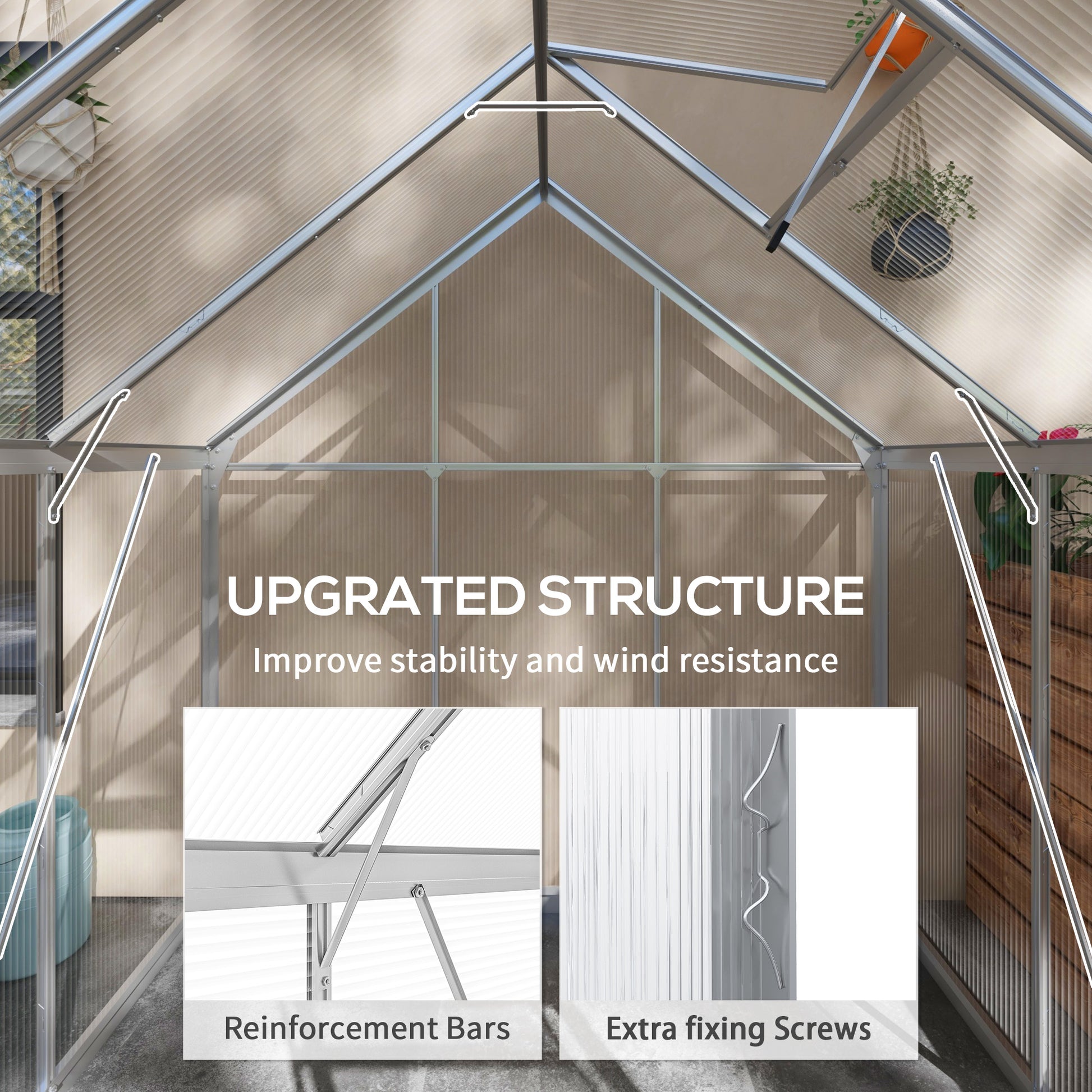 6' x 6' Walk-In Polycarbonate Greenhouse - Silver-DECOROLALA