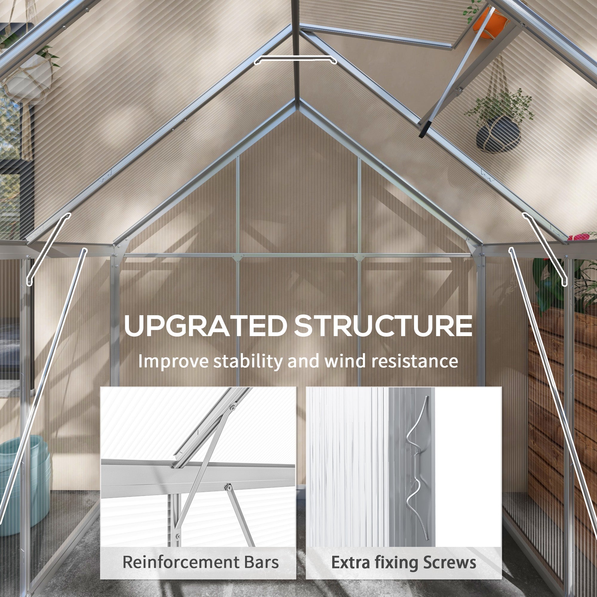 6' x 6' Walk-In Polycarbonate Greenhouse - Silver-DECOROLALA