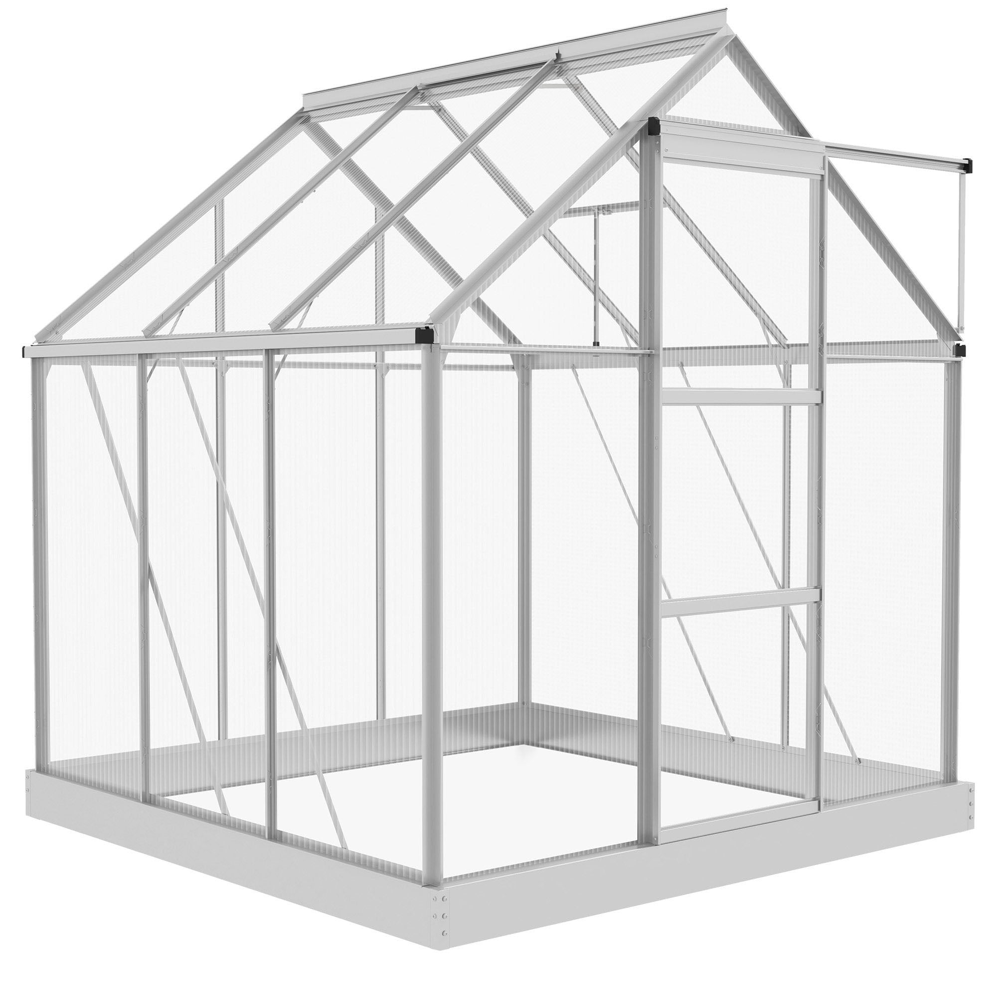 6' x 6' Walk-In Polycarbonate Greenhouse - Silver-DECOROLALA