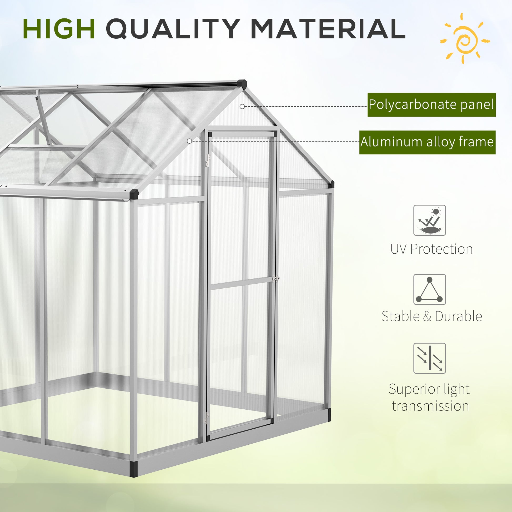 6' x 6' x 6.4' Walk-in Garden Greenhouse - Silver-DECOROLALA