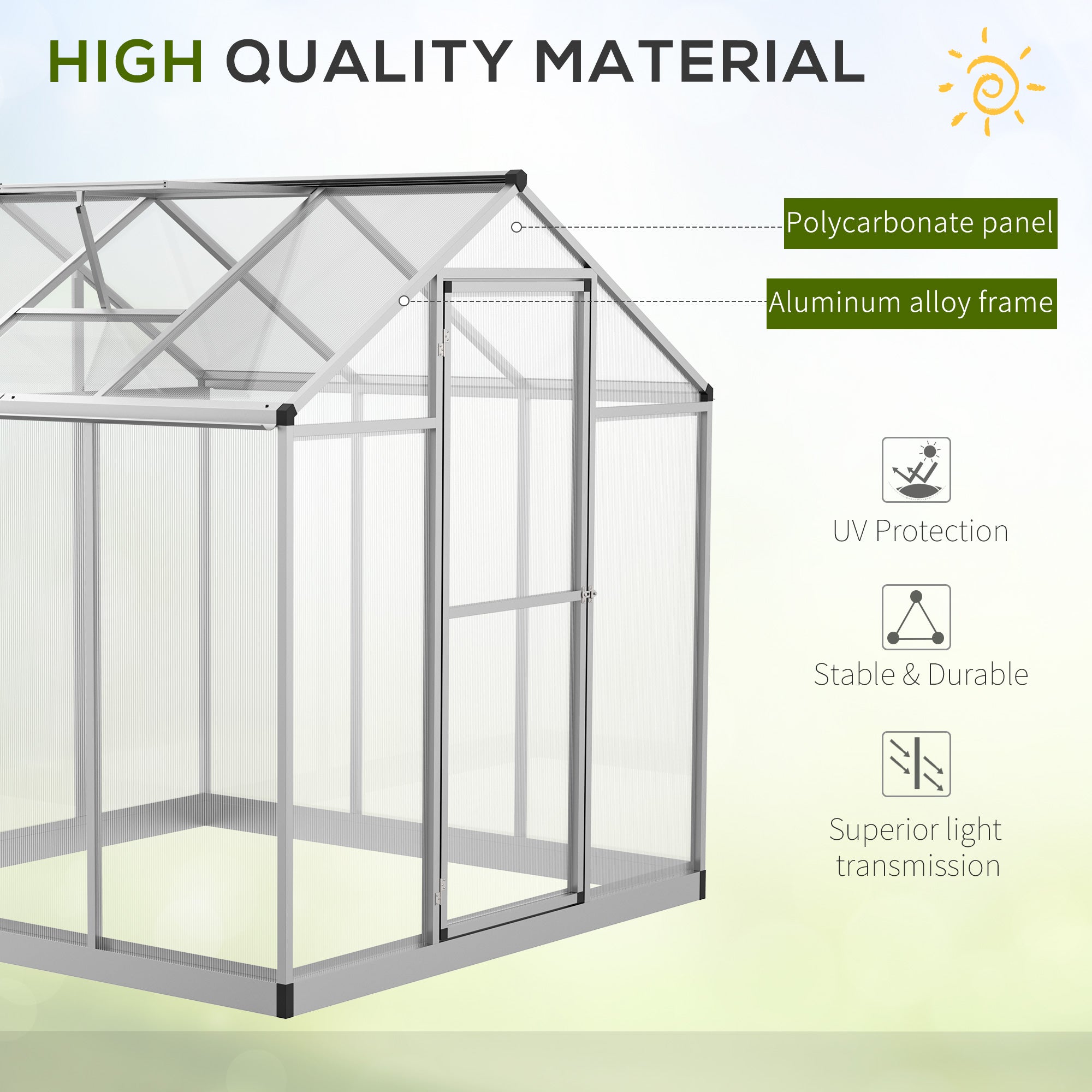 6' x 6' x 6.4' Walk-in Garden Greenhouse - Silver-DECOROLALA