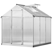 6' x 6' x 6.4' Walk-in Garden Greenhouse - Silver-DECOROLALA