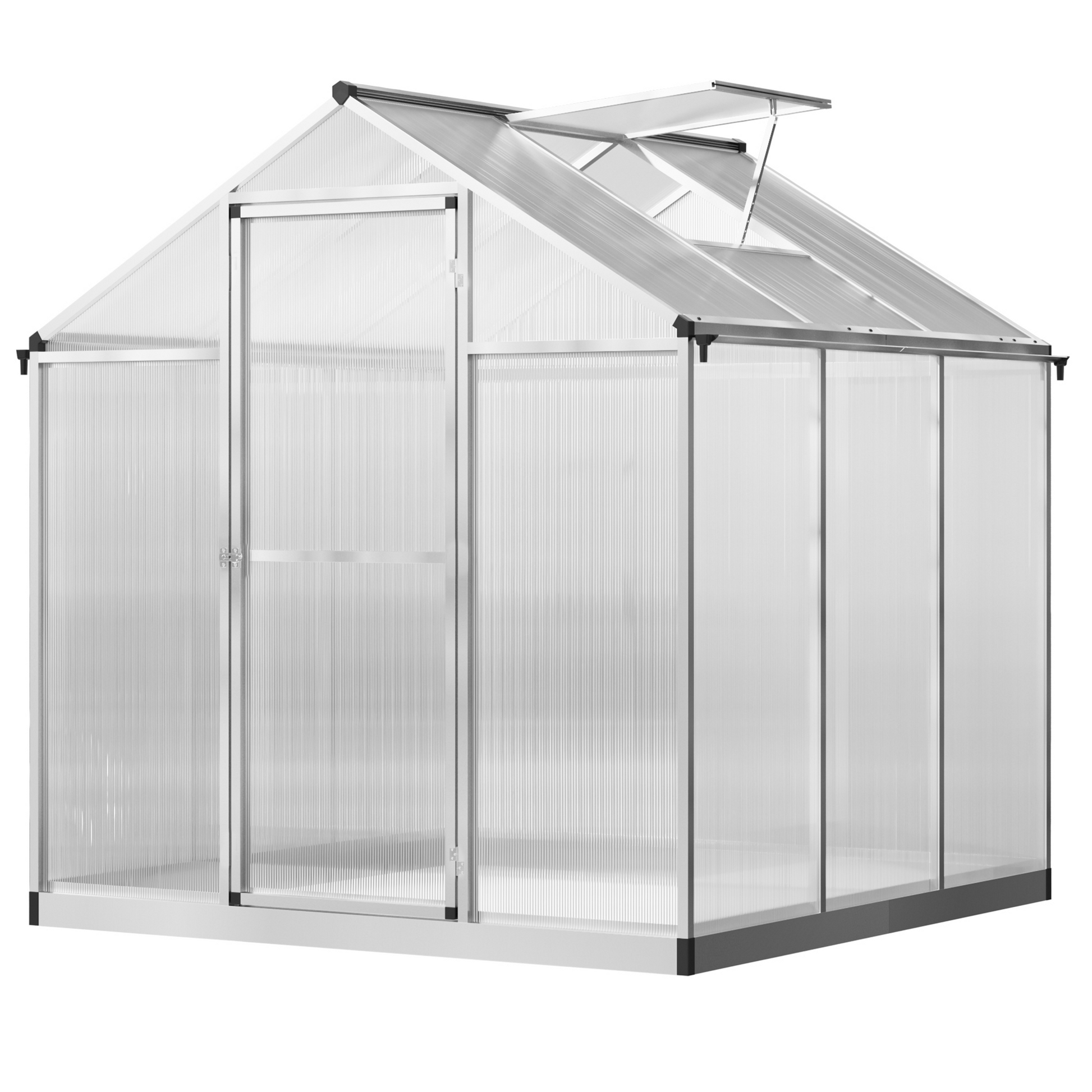 6' x 6' x 6.4' Walk-in Garden Greenhouse - Silver-DECOROLALA