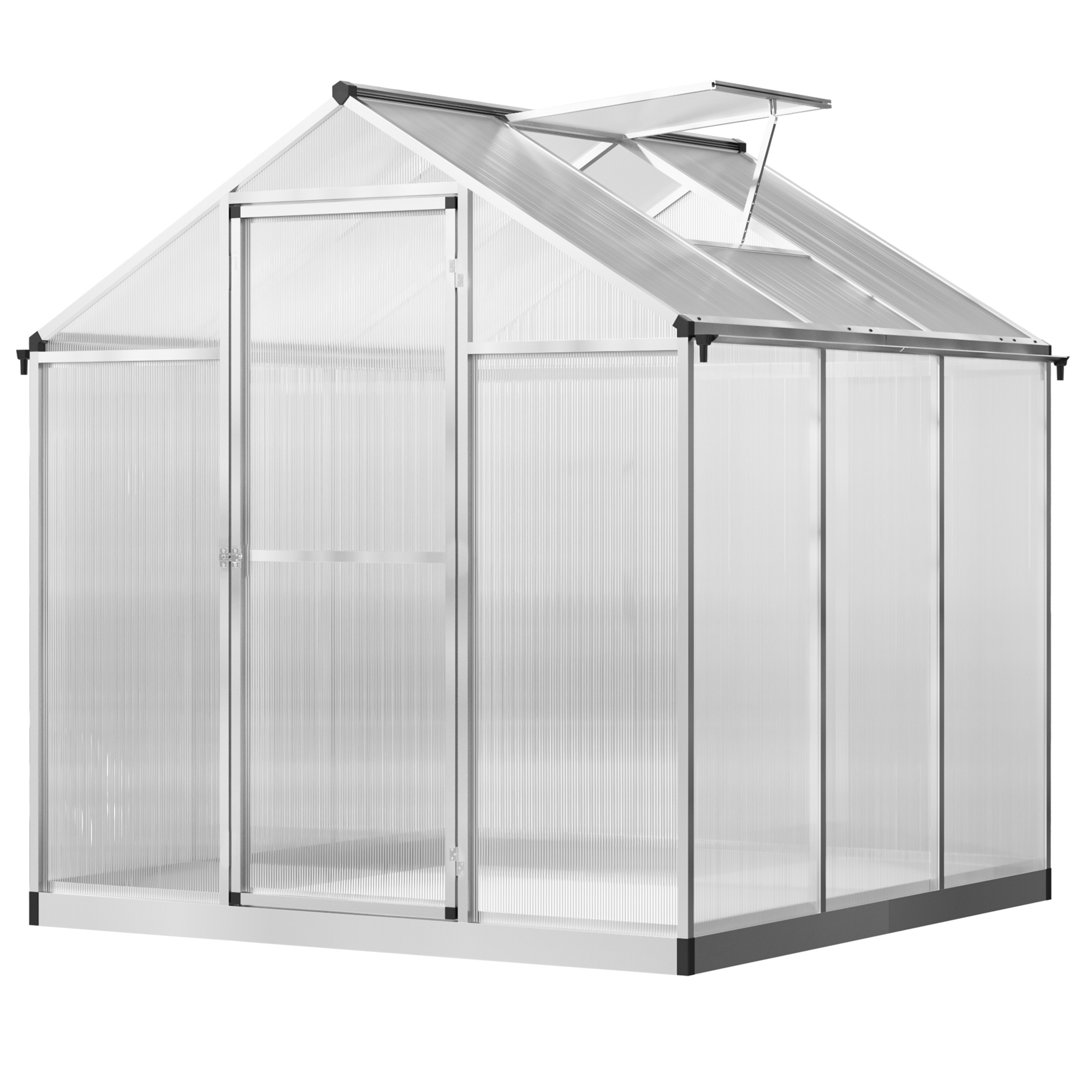 6' x 6' x 6.4' Walk-in Garden Greenhouse - Silver-DECOROLALA