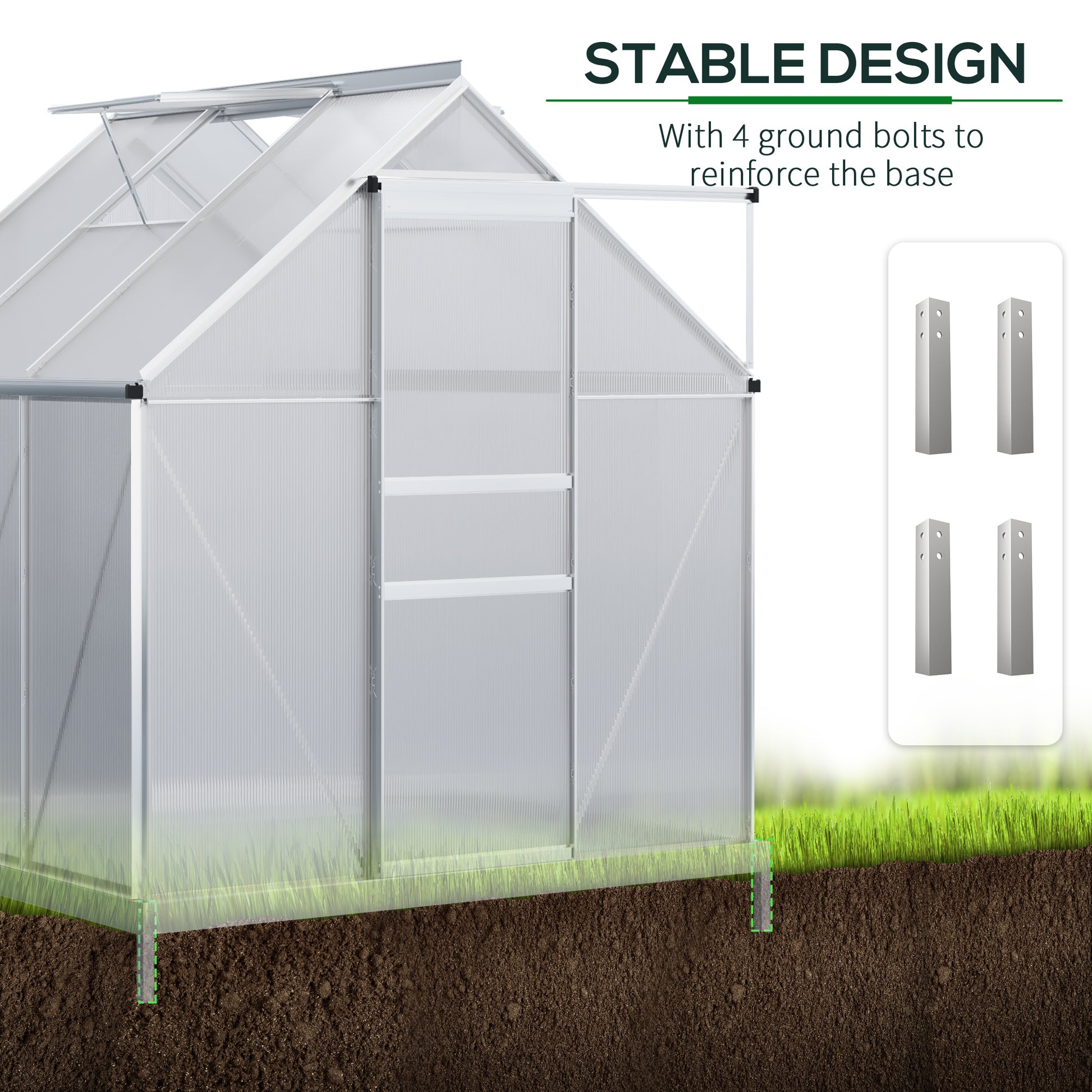 6' x 6' x 6.5' Polycarbonate Walk-in Greenhouse - Clear-DECOROLALA