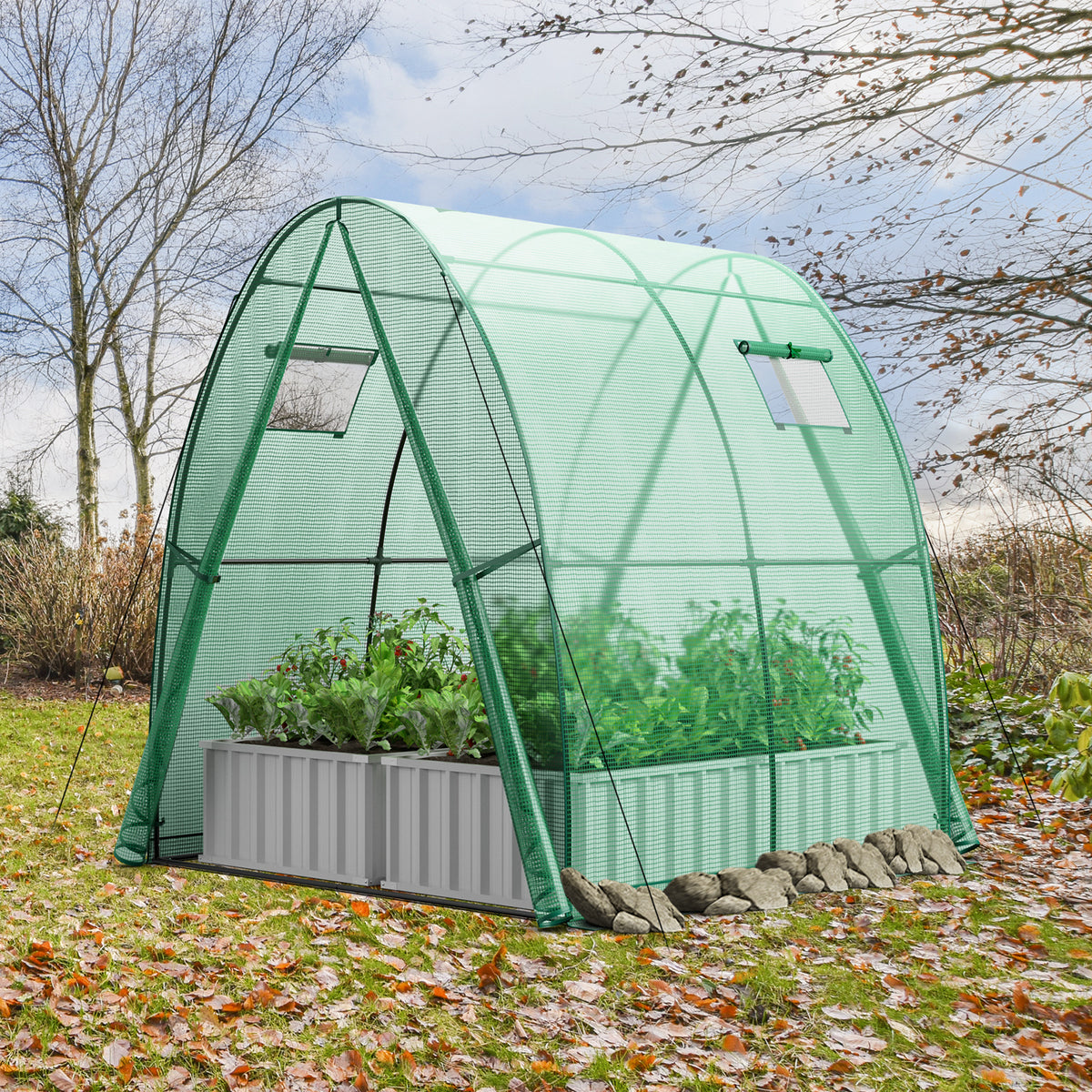 6 x 6 x 6.6 FT Outdoor Wall-in Tunnel Greenhouse-Green-Greenhouses-DECOROLALA