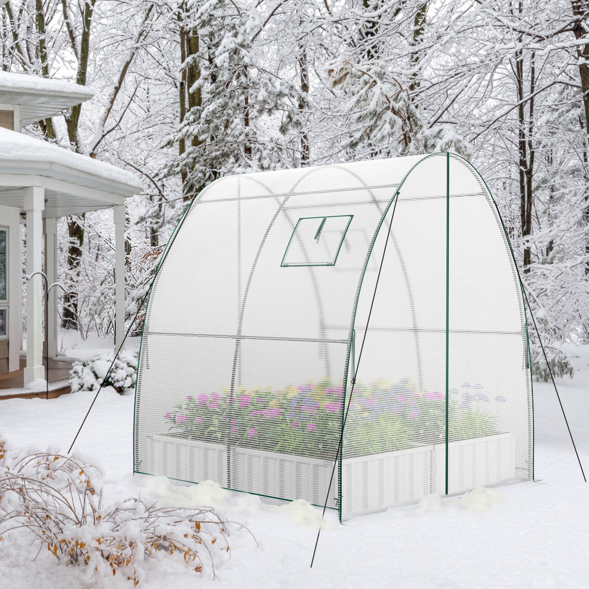 6 x 6 x 6.6 FT Outdoor Wall-in Tunnel Greenhouse-White-Greenhouses-DECOROLALA