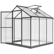 6' x 8' Polycarbonate Greenhouse - Charcoal Grey Aluminum Kit-DECOROLALA