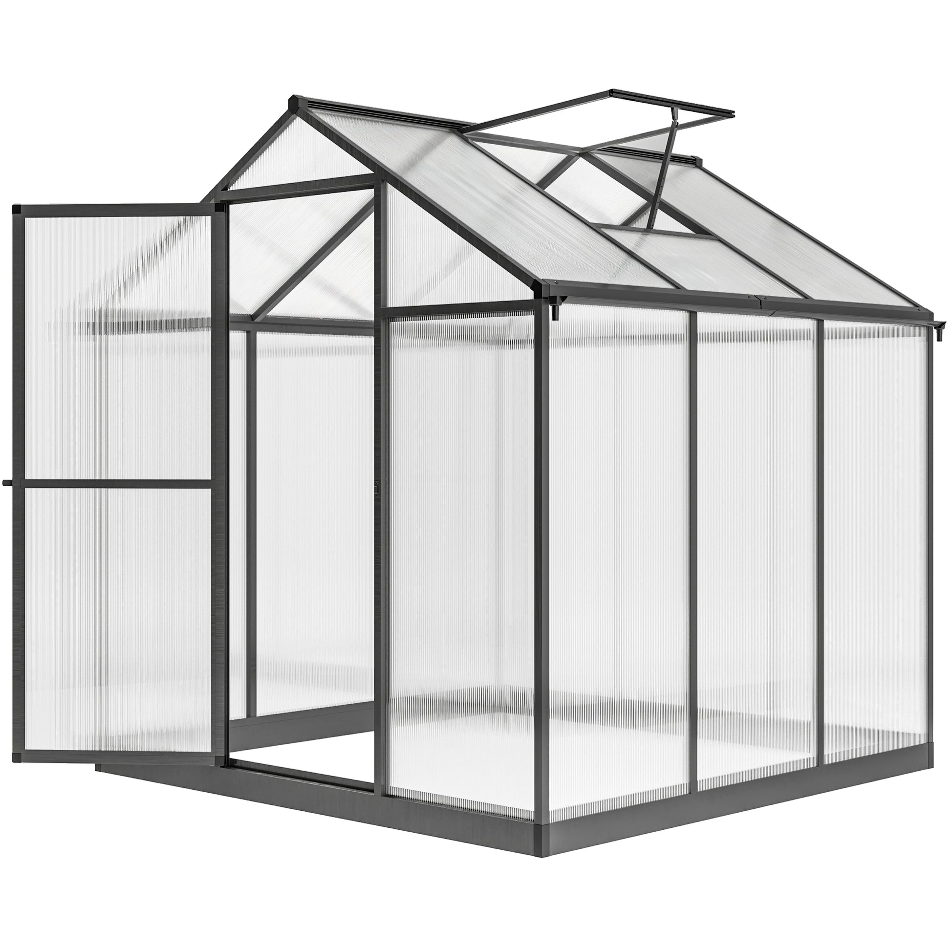 6' x 8' Polycarbonate Greenhouse - Charcoal Grey Aluminum Kit-DECOROLALA