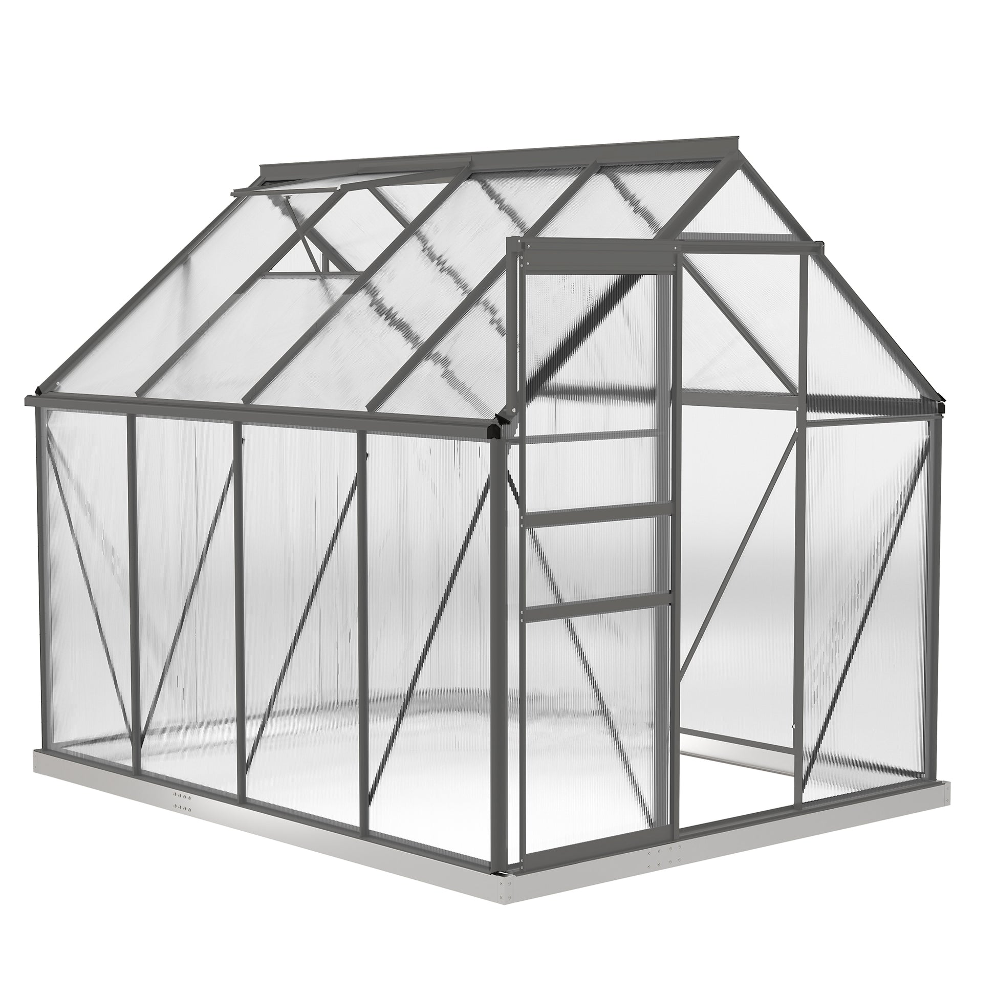 6' x 8' Polycarbonate Greenhouse - Charcoal Grey-DECOROLALA